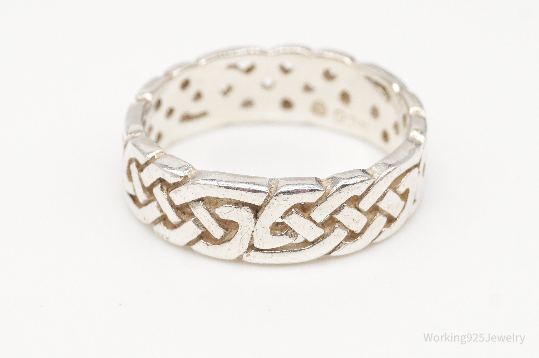 Vintage Celtic Knot Design Sterling Silver Band Ring - Size 5.25