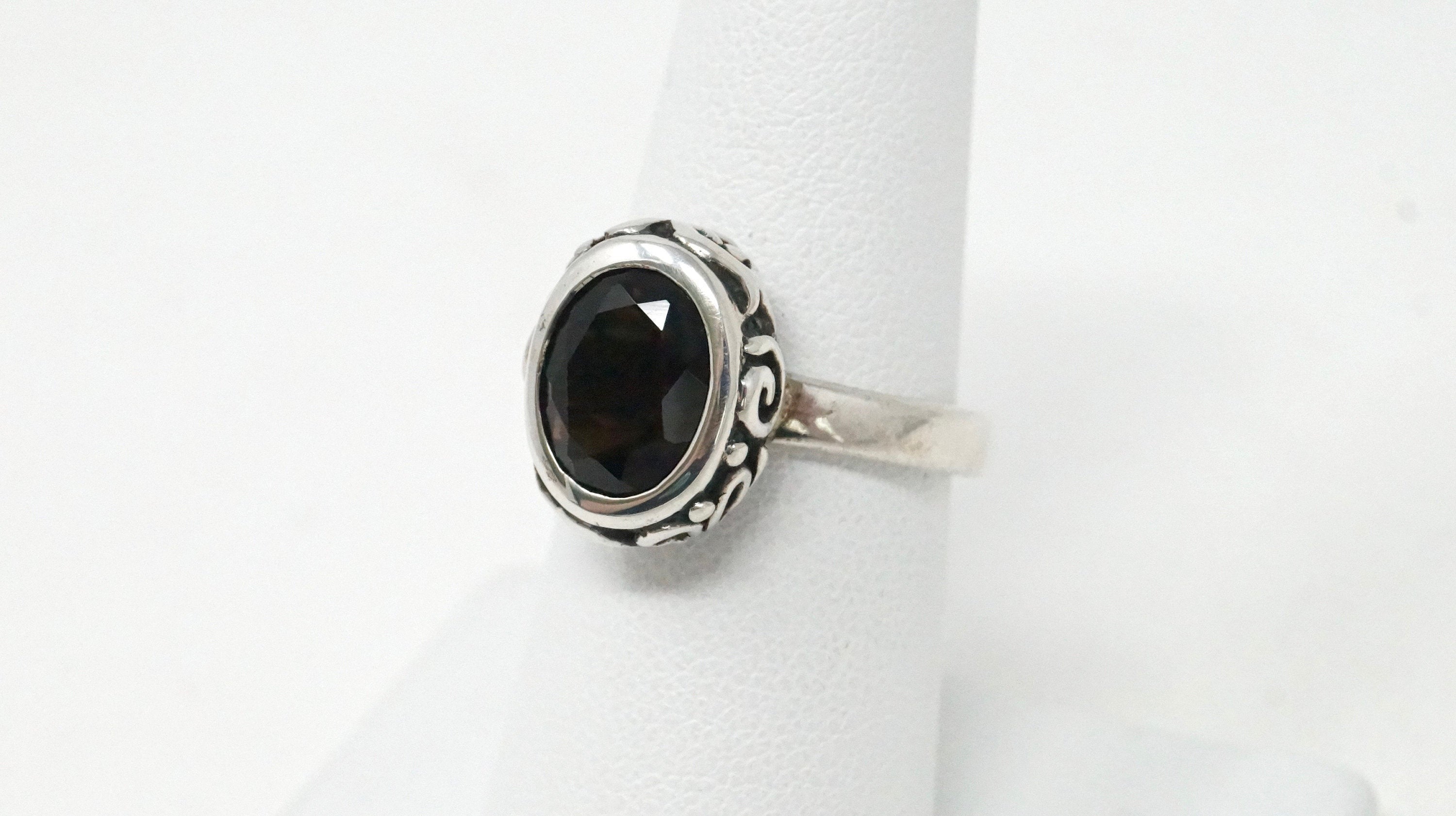 Vintage Designer Silpada Smoky Topaz Scroll Sterling Silver Ring Retired Size 7