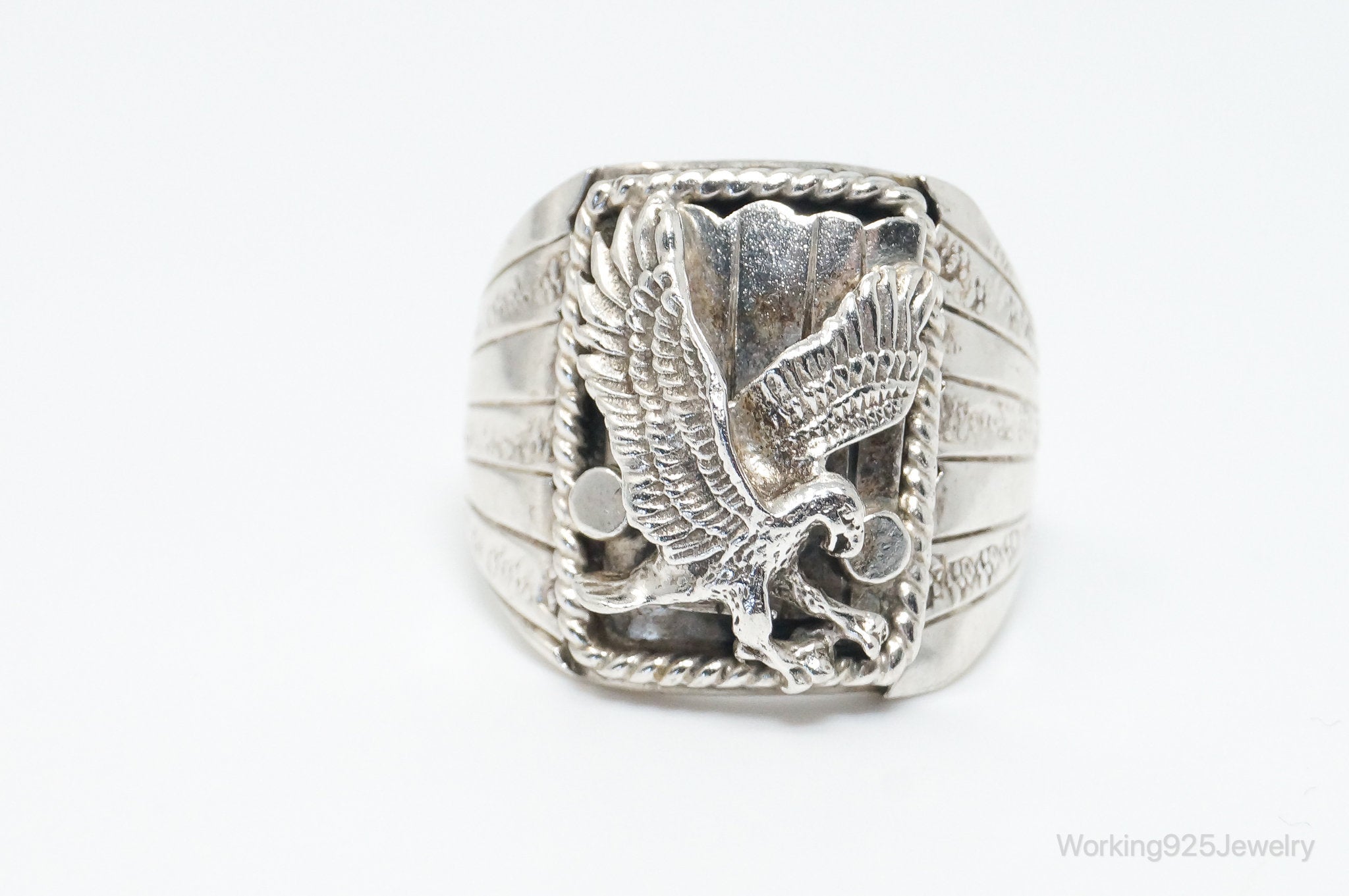 Vintage Handmade Native American S Ray Eagle Sterling Silver Ring Size 9