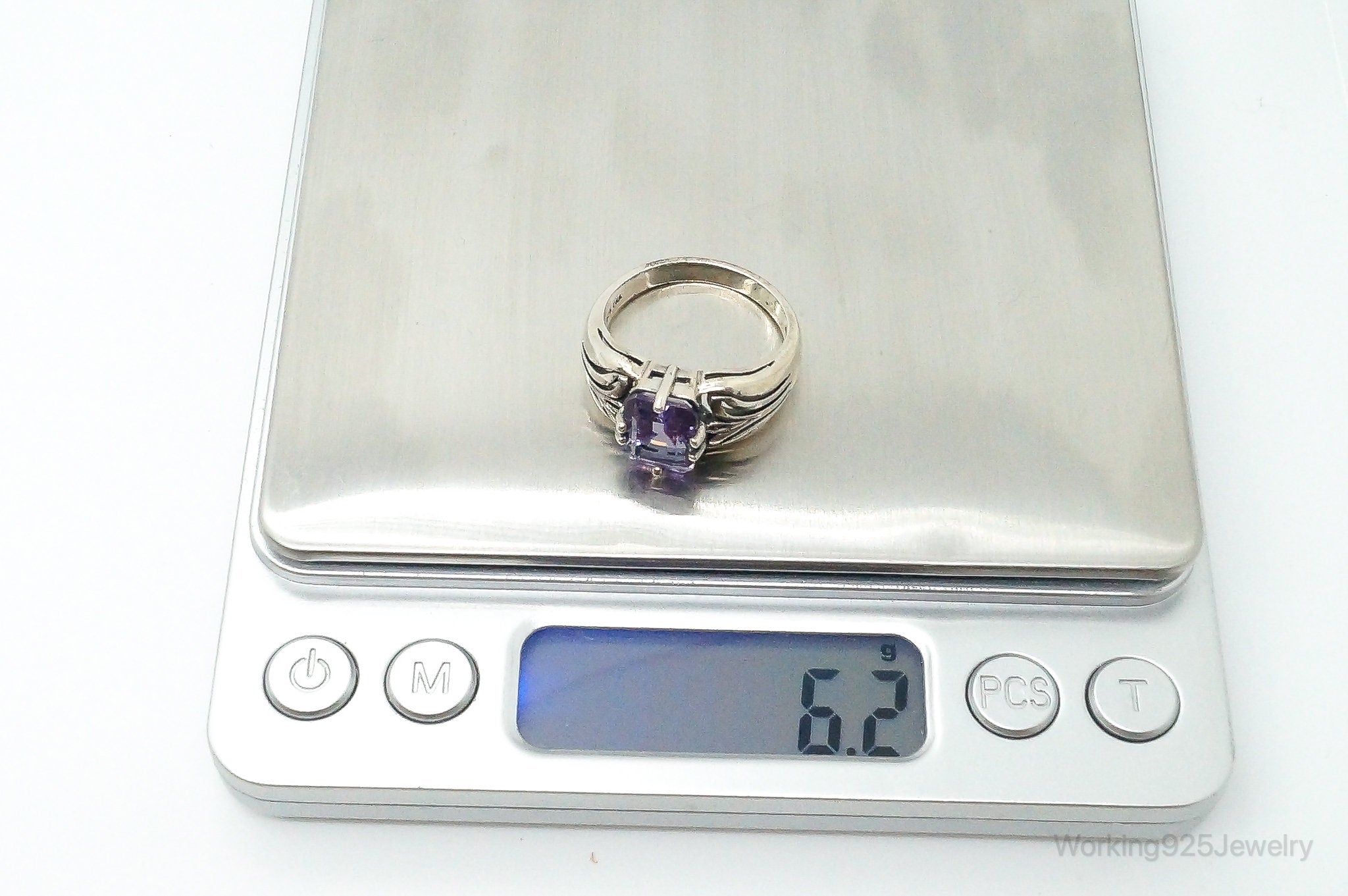 Designer CNA Amethyst Sterling Silver Ring - Size 10