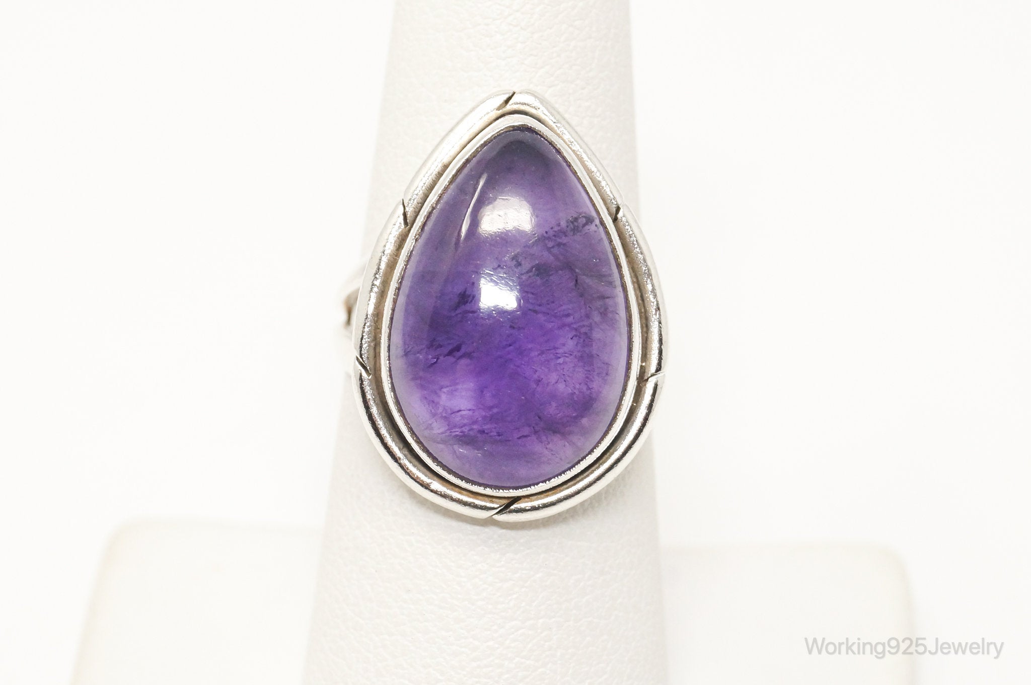 Vintage Amethyst Southwest Style Sterling Silver Ring - Sz 7