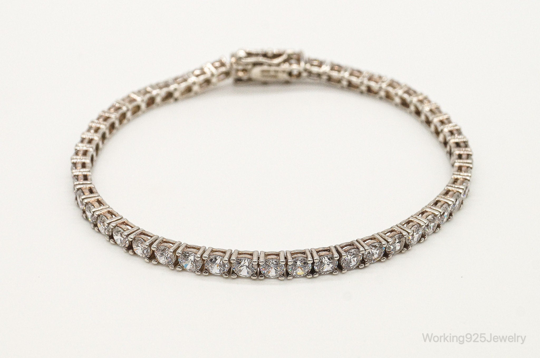 Vintage Cubic Zirconia Sterling Silver Tennis Bracelet