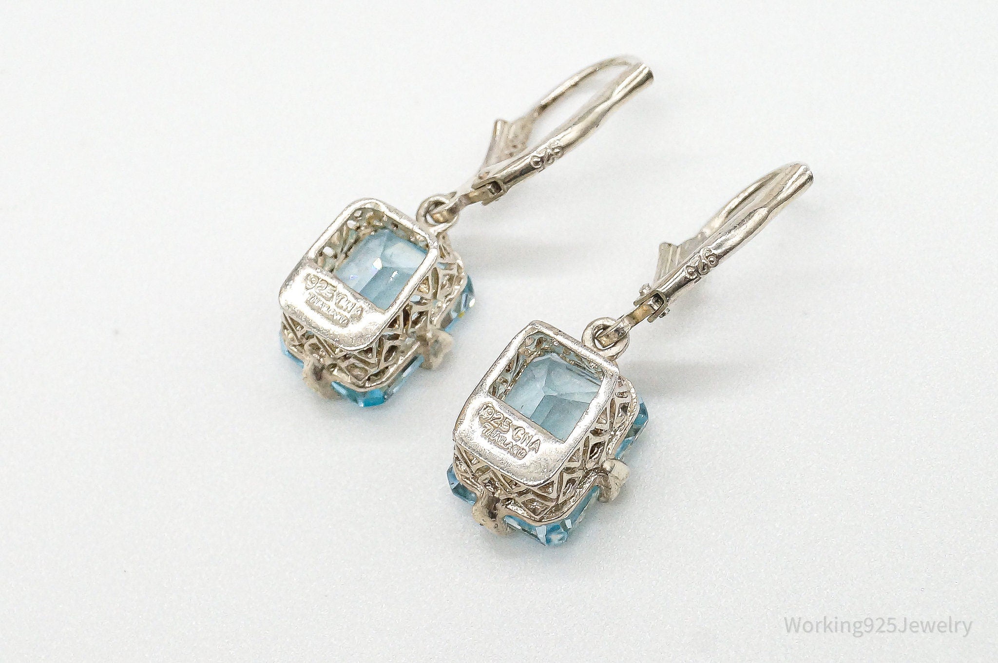 Designer CNA Blue Topaz Sterling Silver Earrings