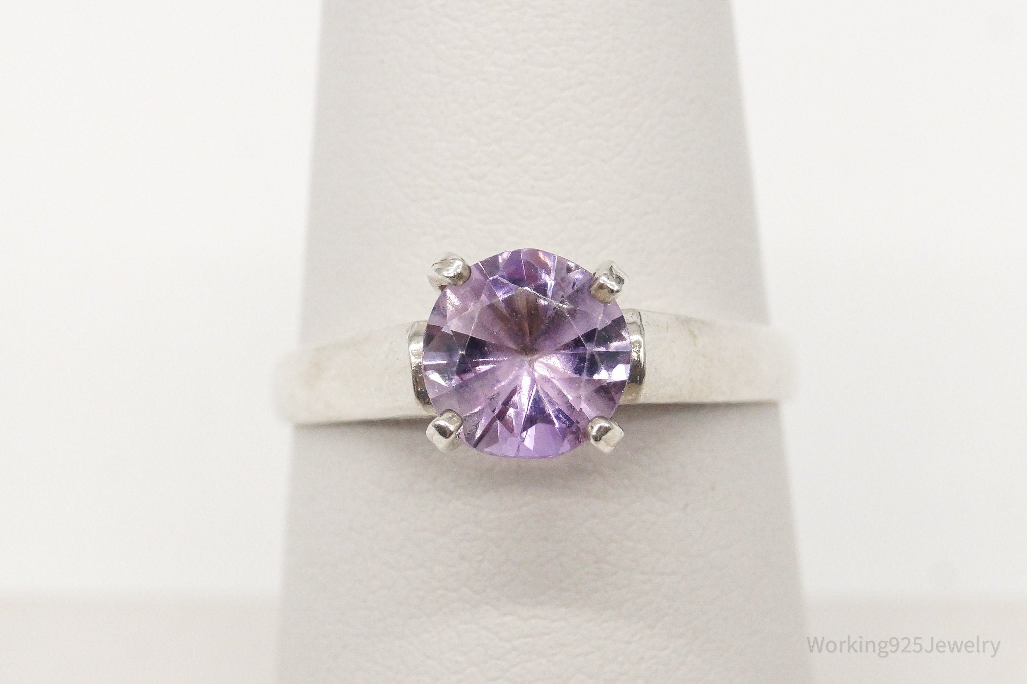 Vintage Amethyst Sterling Silver Ring - Size 6.75