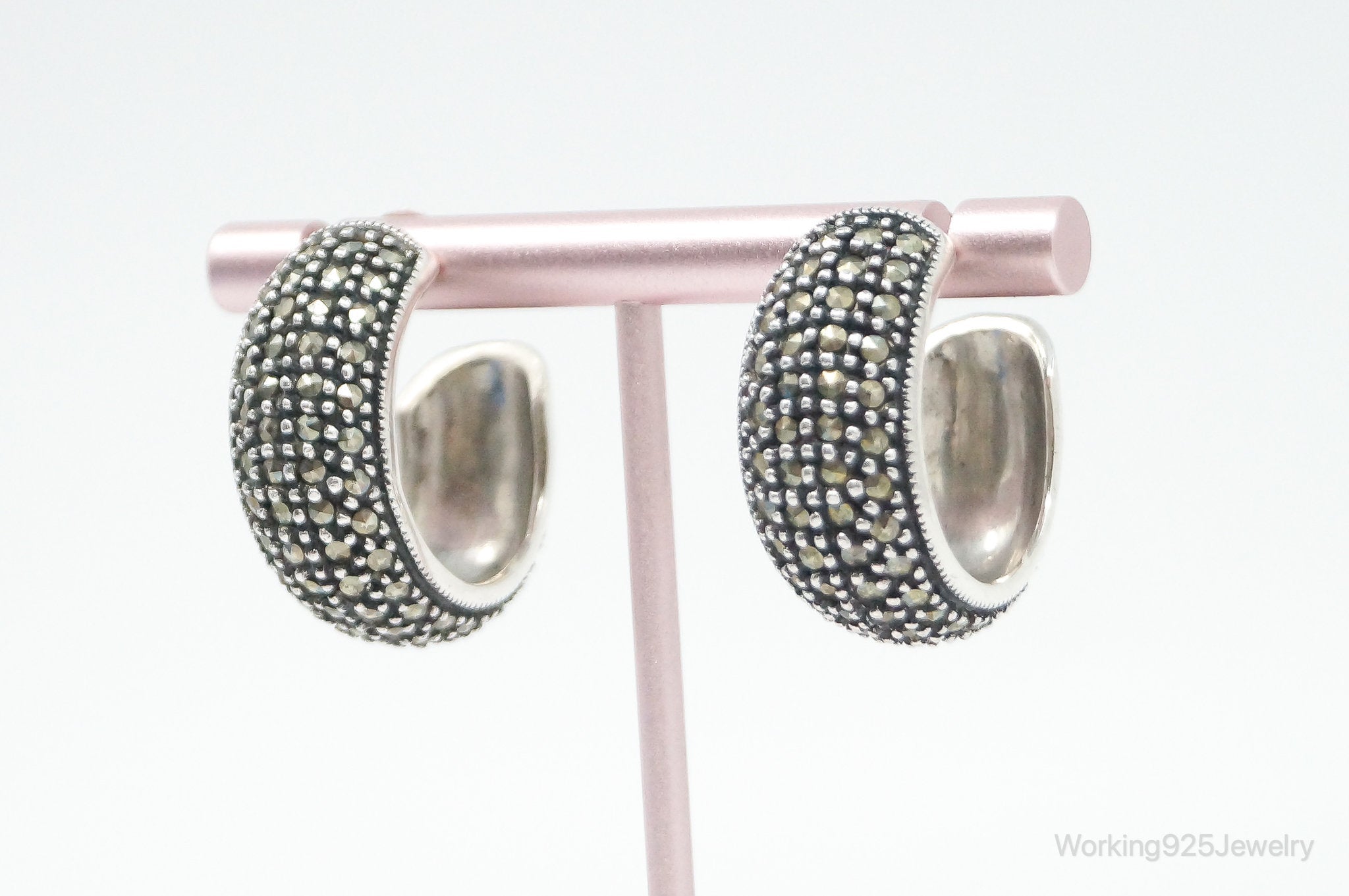 Designer Judith Jack Marcasite Sterling Silver Earrings