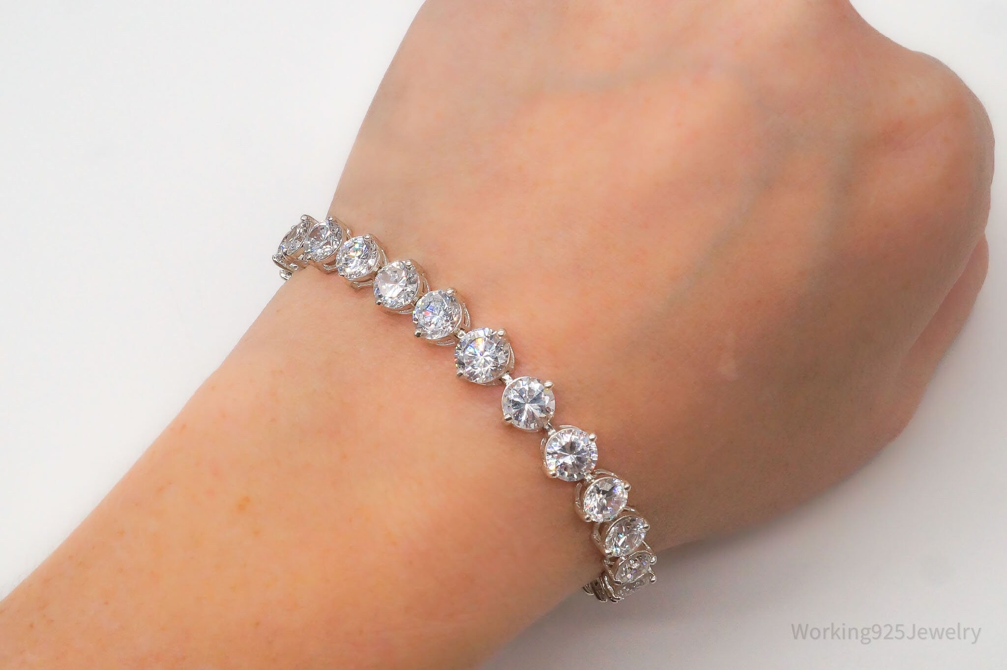 Vintage Designer Large Cubic Zirconia Sterling Silver Bracelet