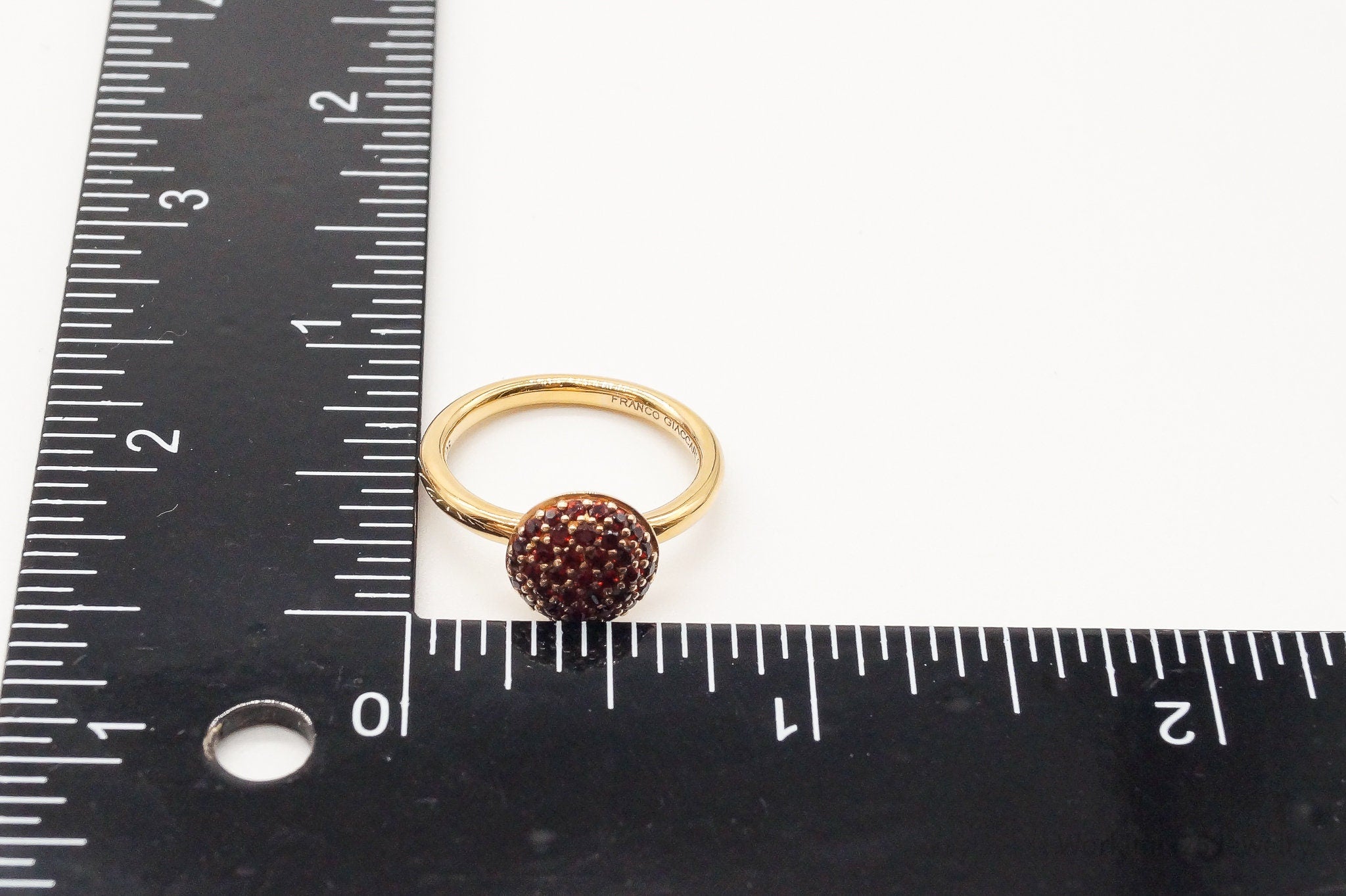 Designer Franco Giaccari Garnet 18K Gold Over Sterling Silver Ring SZ 6