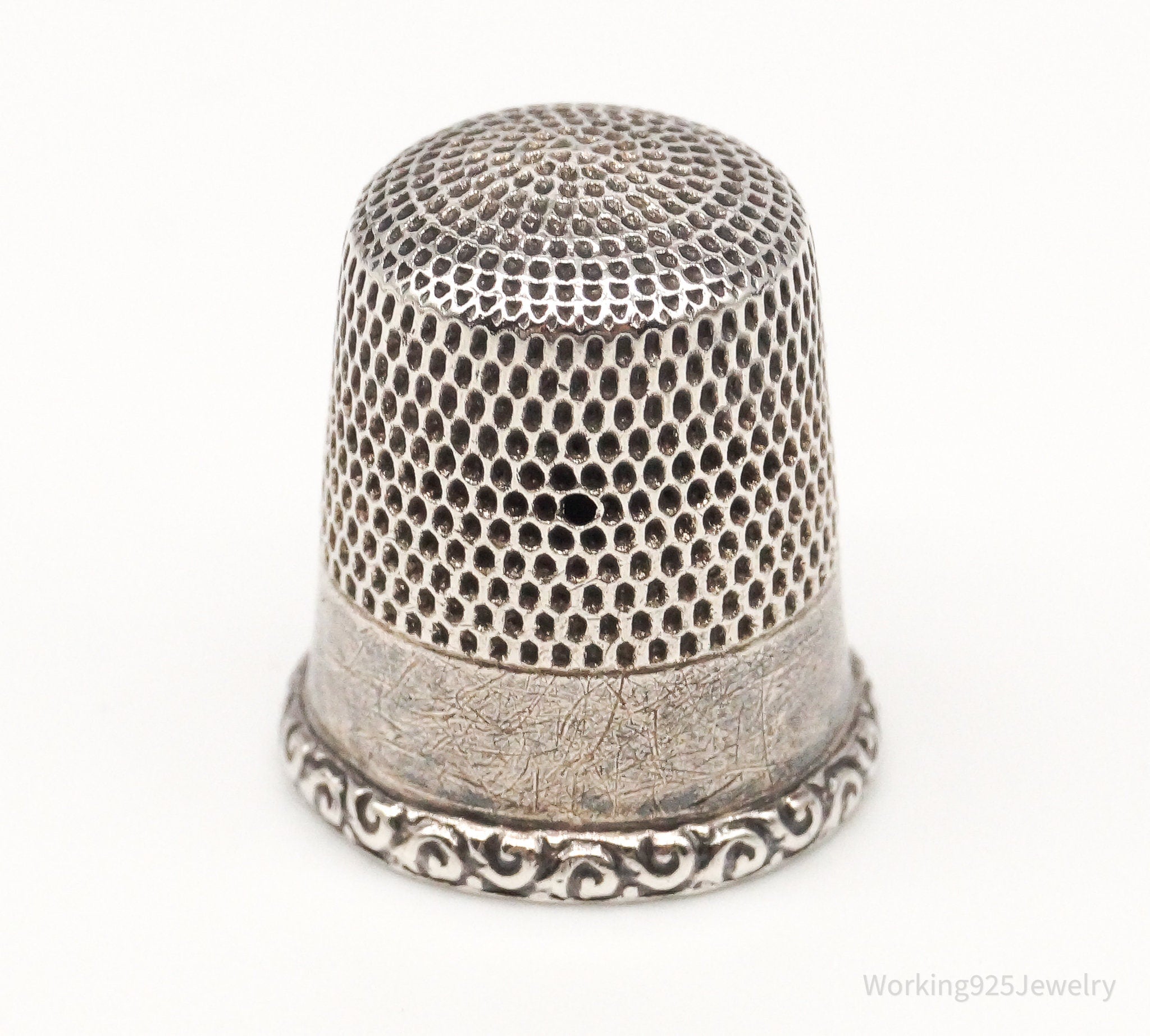 1800s Antique Simons Bros & Co Dome Sterling Silver Thimble Size 9