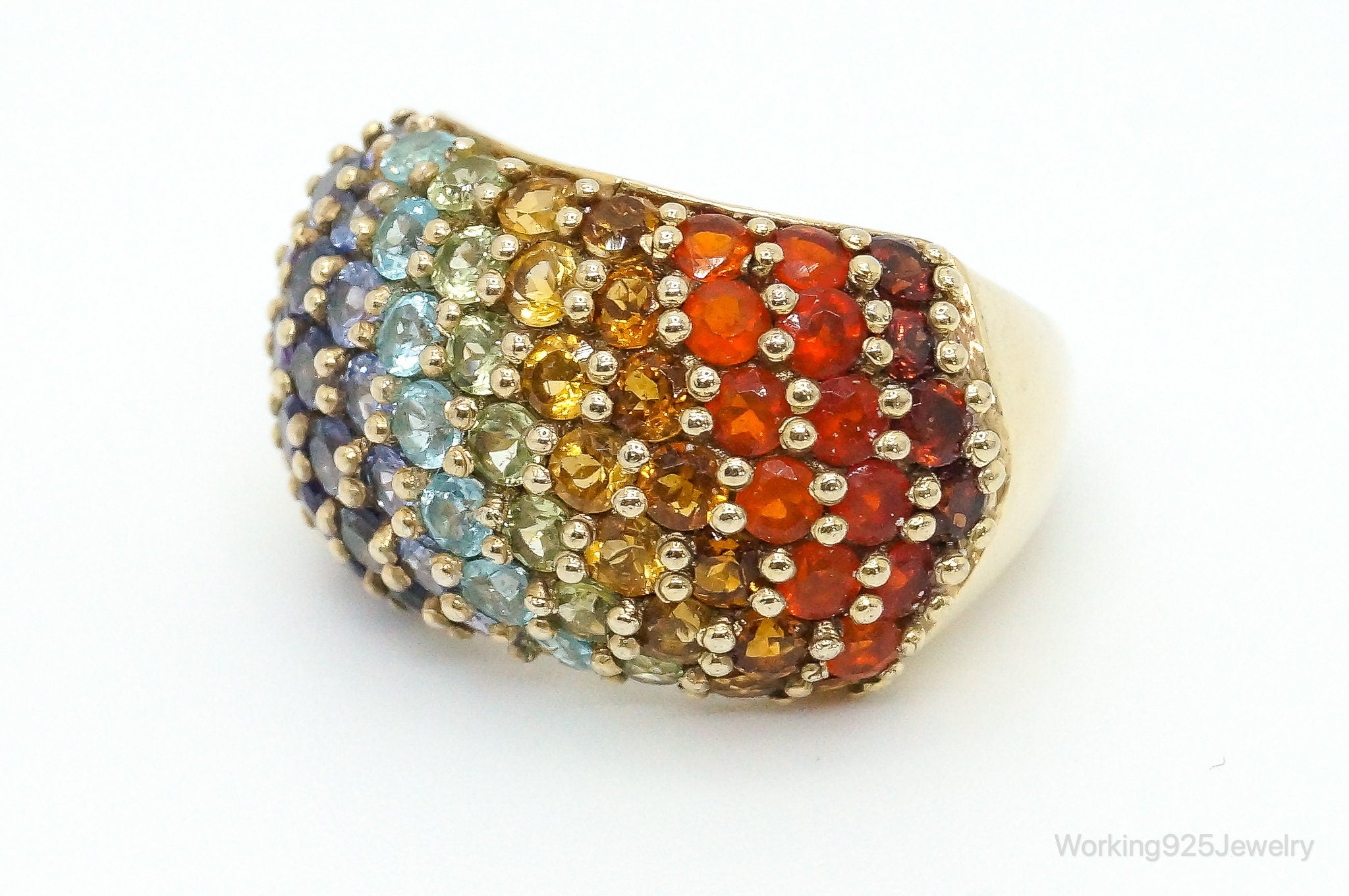 Multi Gemstone Gold Vermeil Sterling Silver Ring - Size 7