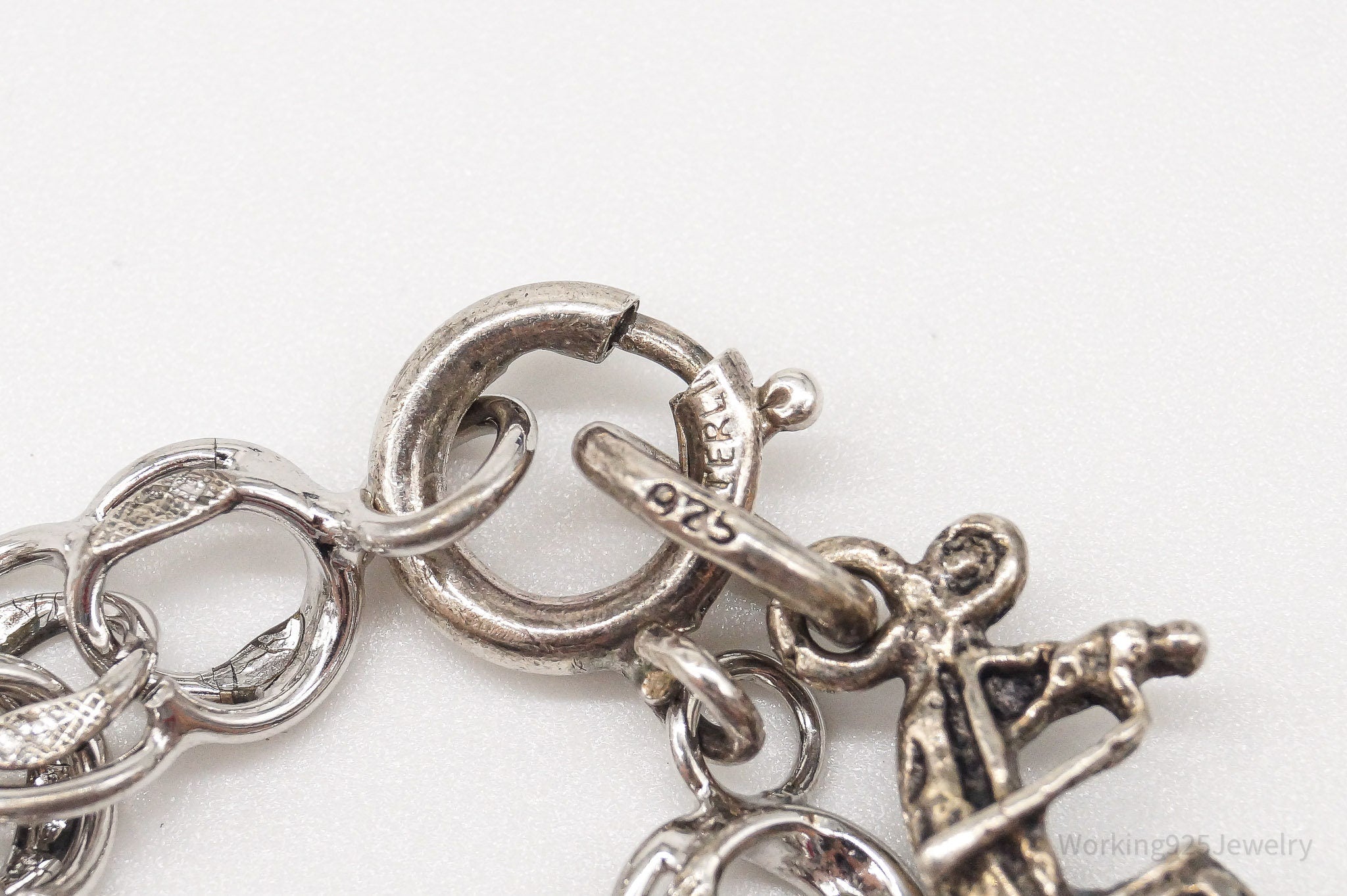 Antique Vintage Charms Sterling Silver Bracelet