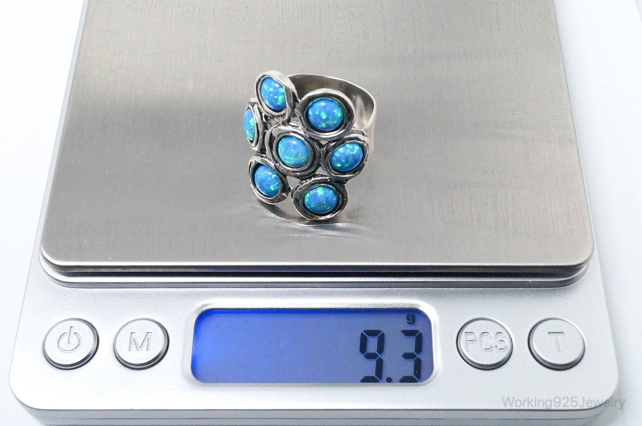 QVC Designer Regina Lane Blue Opal Sterling Silver Ring - SZ 10.25