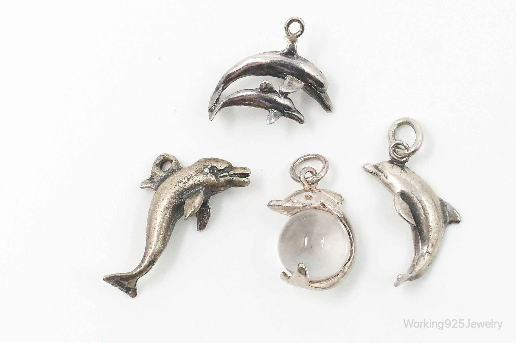 Vintage Antique Ocean Sea Life Dolphins Sterling Silver Charms Lot