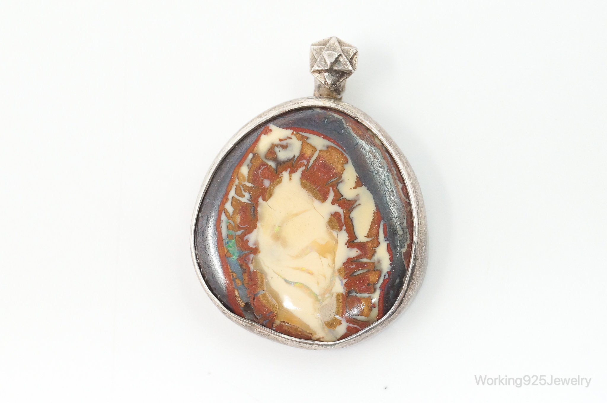 Rare Designer PAMELA XVN Opalized Agate Sterling Silver Pendant