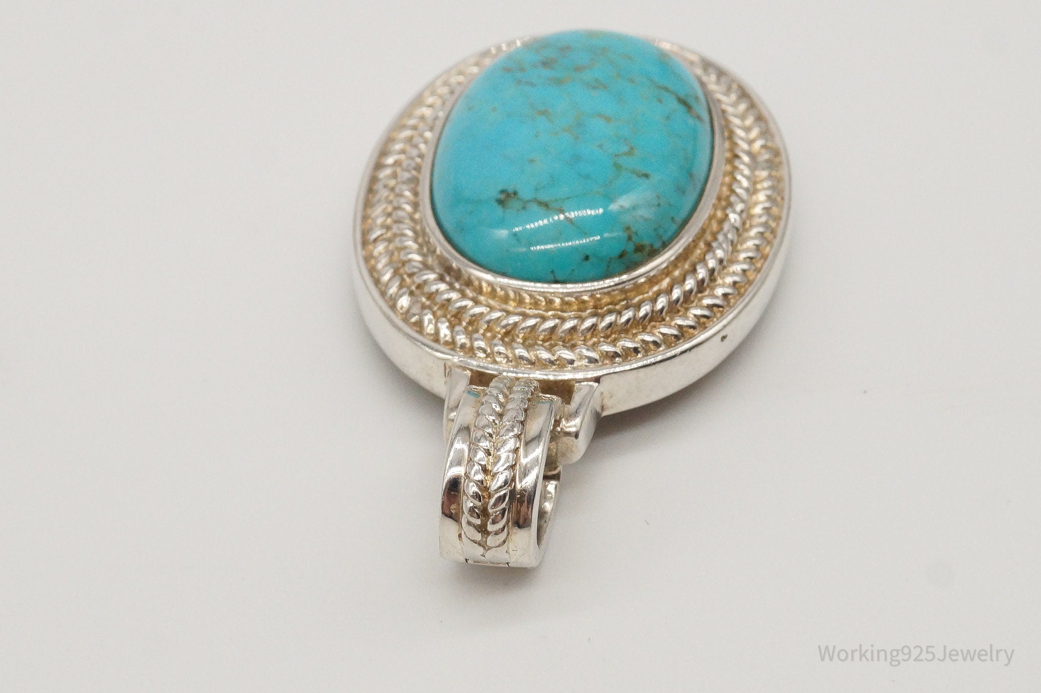 Designer Whitney Kelly Large Turquoise Sterling Silver Pendant