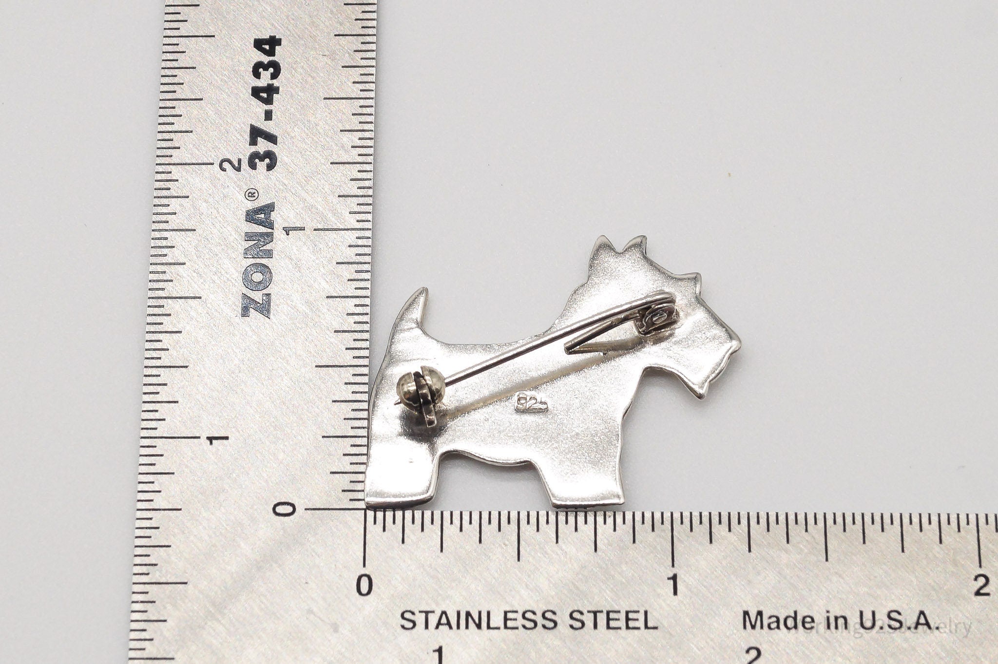 Large Vintage Scottish Scottie Dog Sterling Silver Brooch Pin