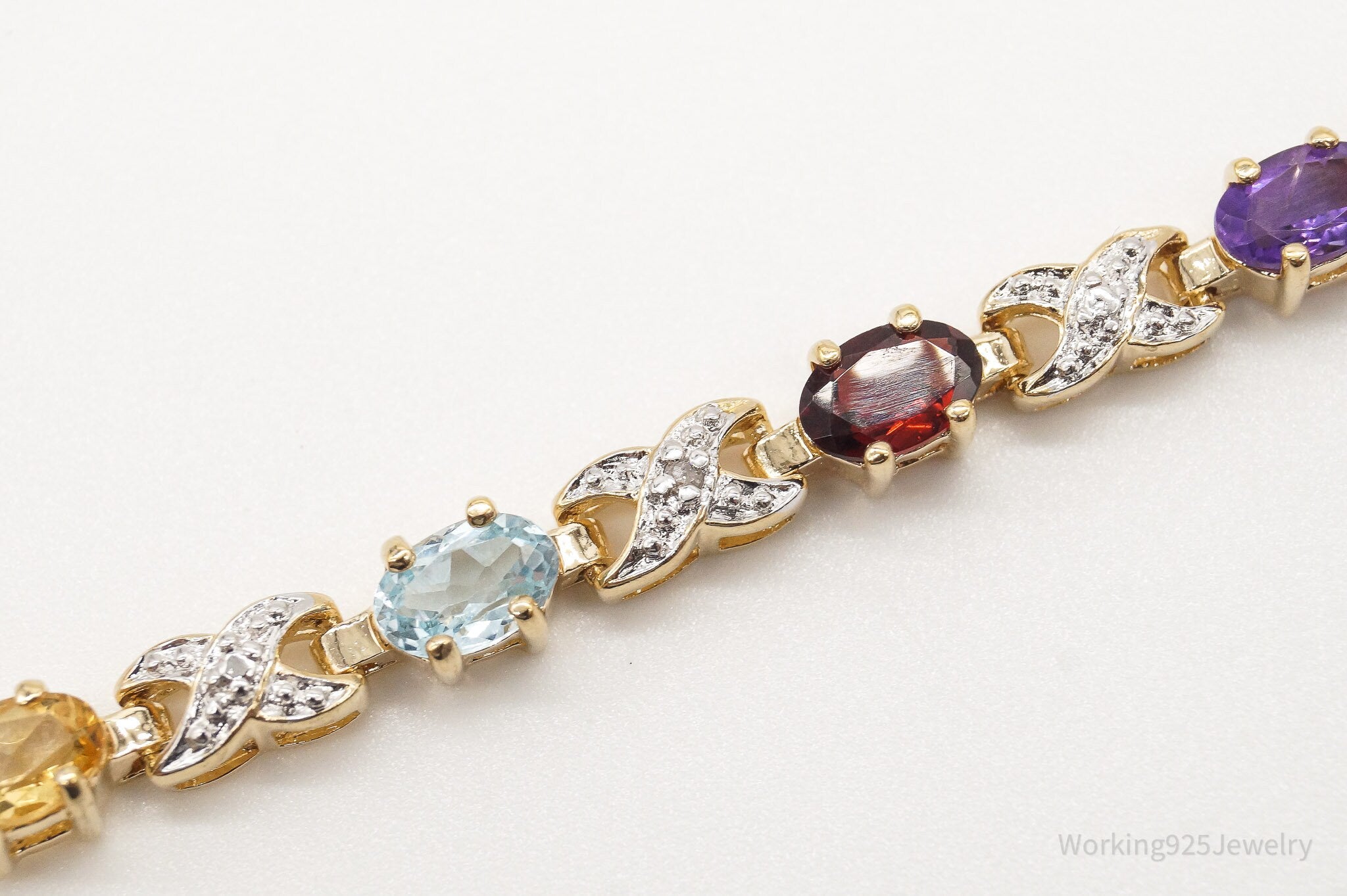 Designer Ross Simons Multi Gemstone 18K Gold Over Sterling Silver Bracelet