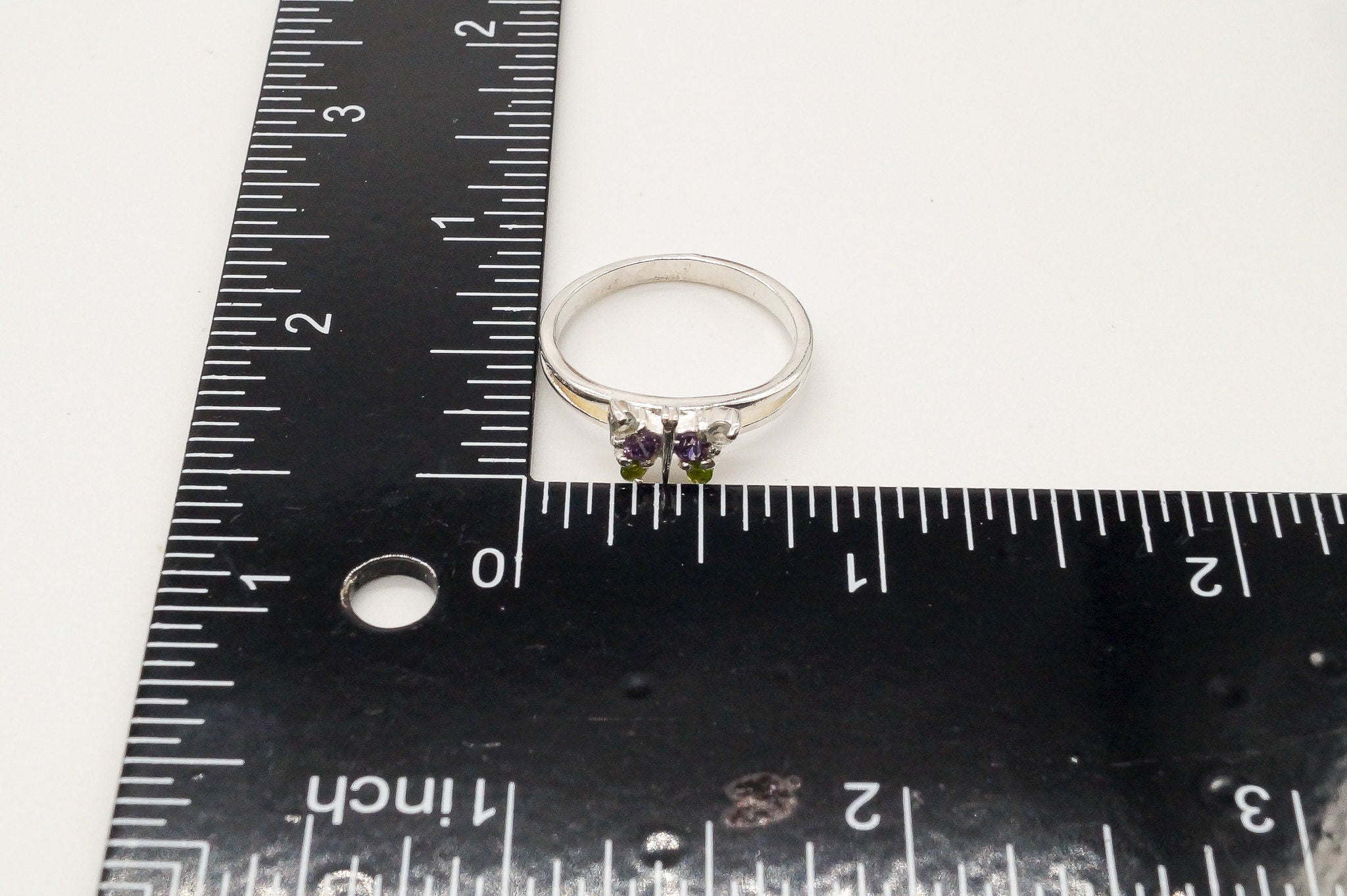 Multi Gemstone Sterling Silver Butterfly Ring - Size 8