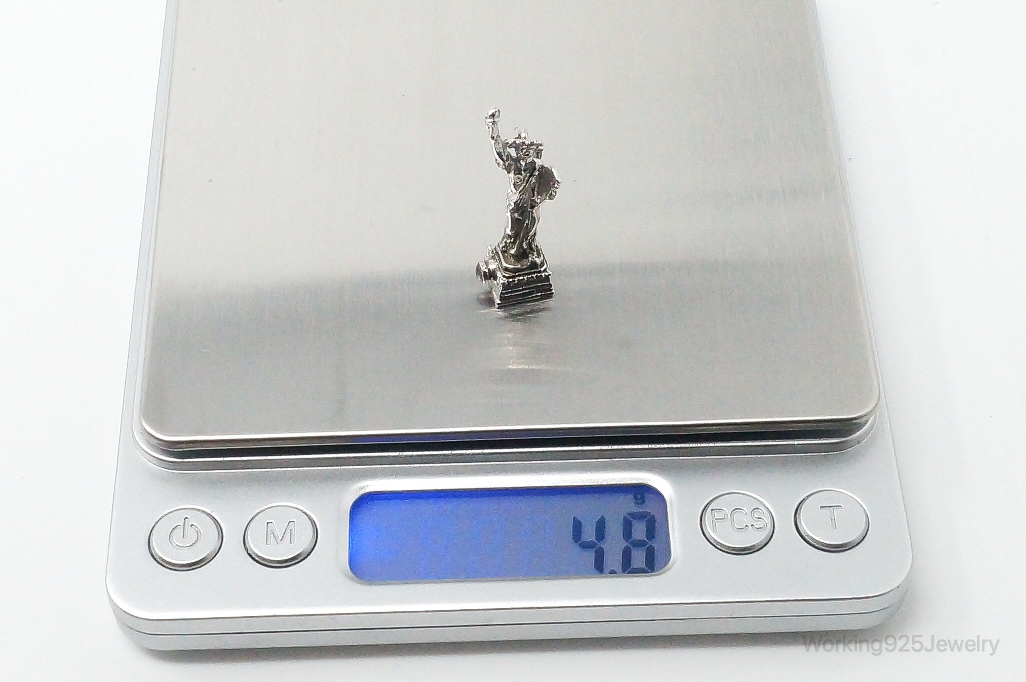 Rare Statue of Liberty New York Skyline Picture View Sterling Silver Charm