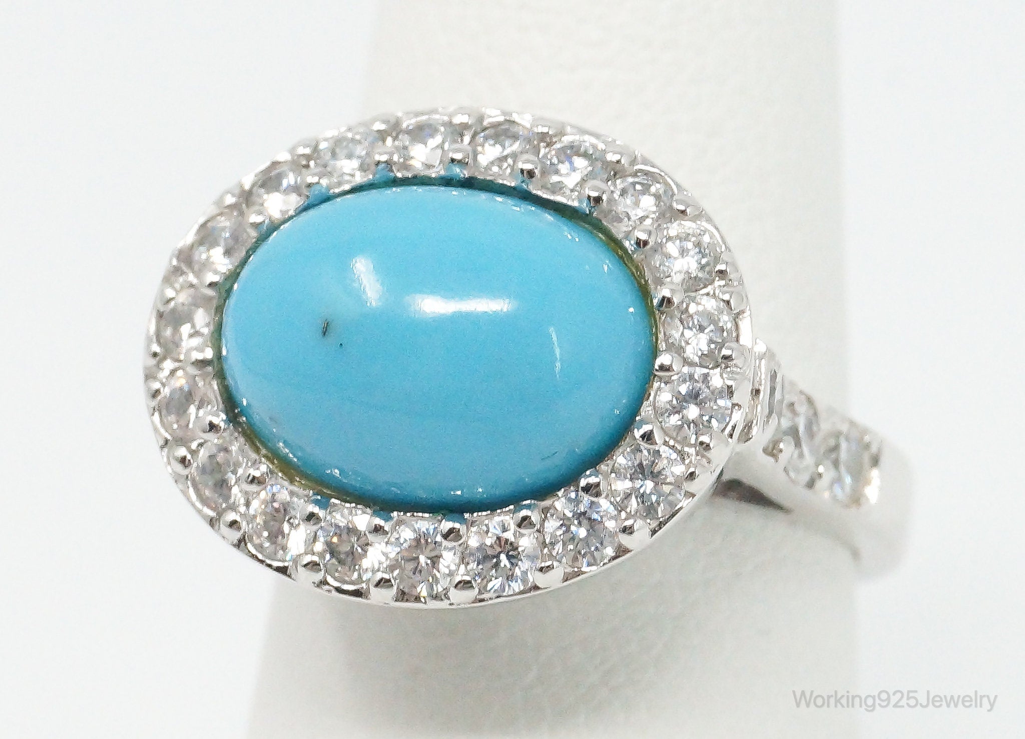 JOSEPH ESPOSITO Turquoise Cubic Zirconia Sterling Silver Ring - Size 6.25