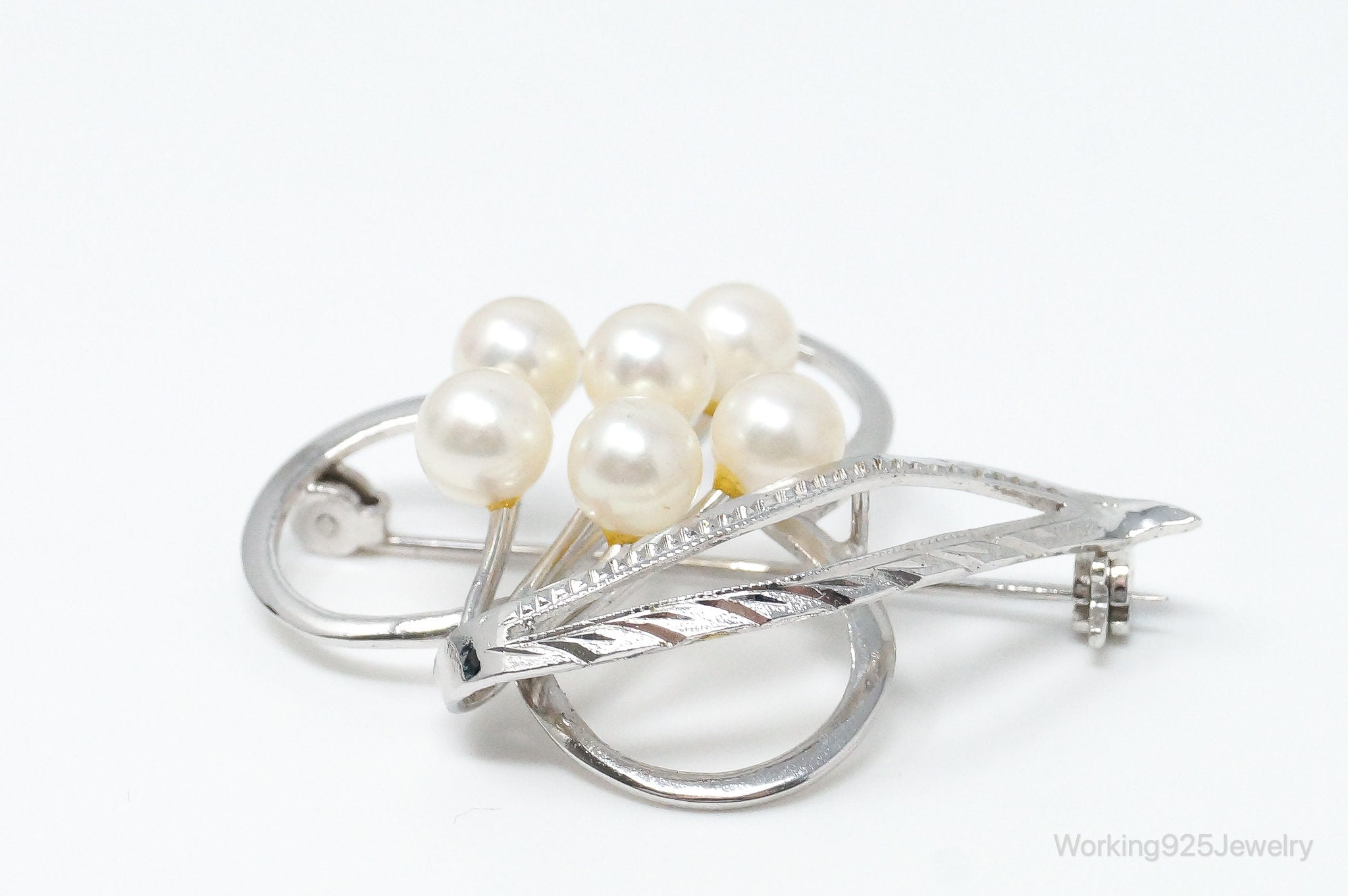 Antique Pearl Sterling Silver Brooch Pin