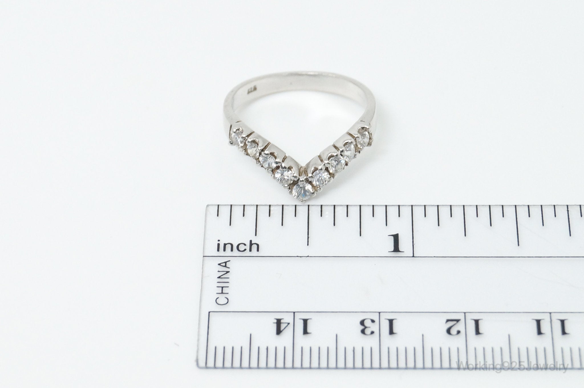 Vintage Cubic Zirconia Sterling Silver Ring - Size 6.75