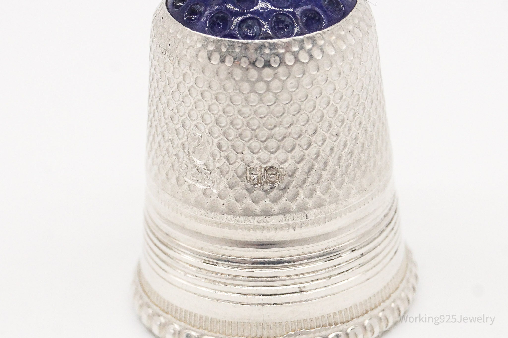 Antique HG Purple Top Sterling Silver Thimble Size 7