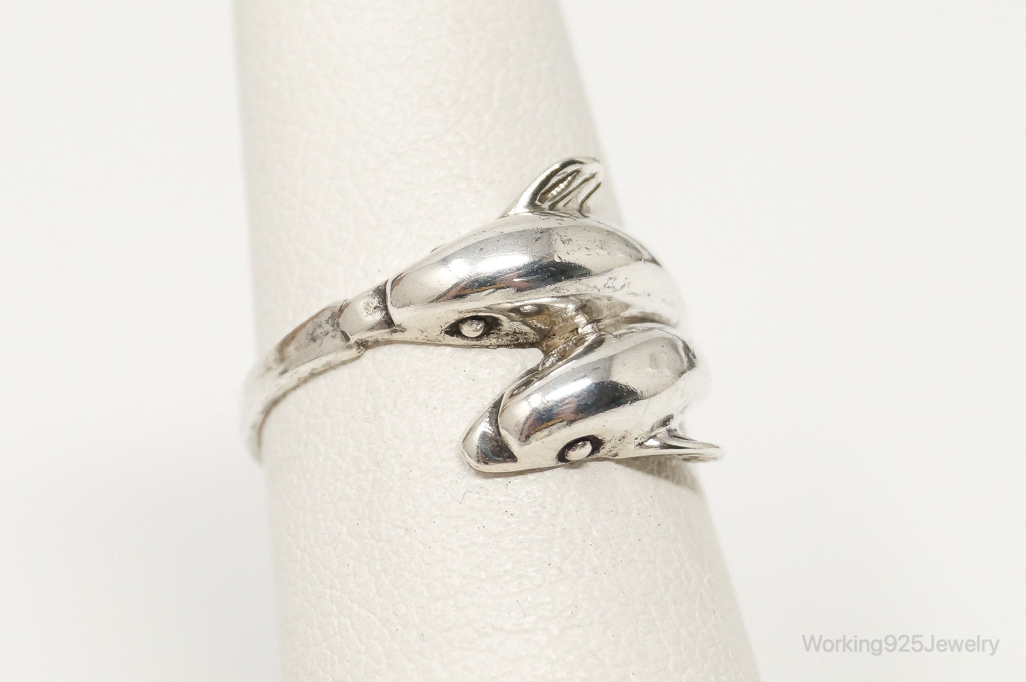 Vintage Dolphins Sterling Silver Wrap Ring - Size 4.75