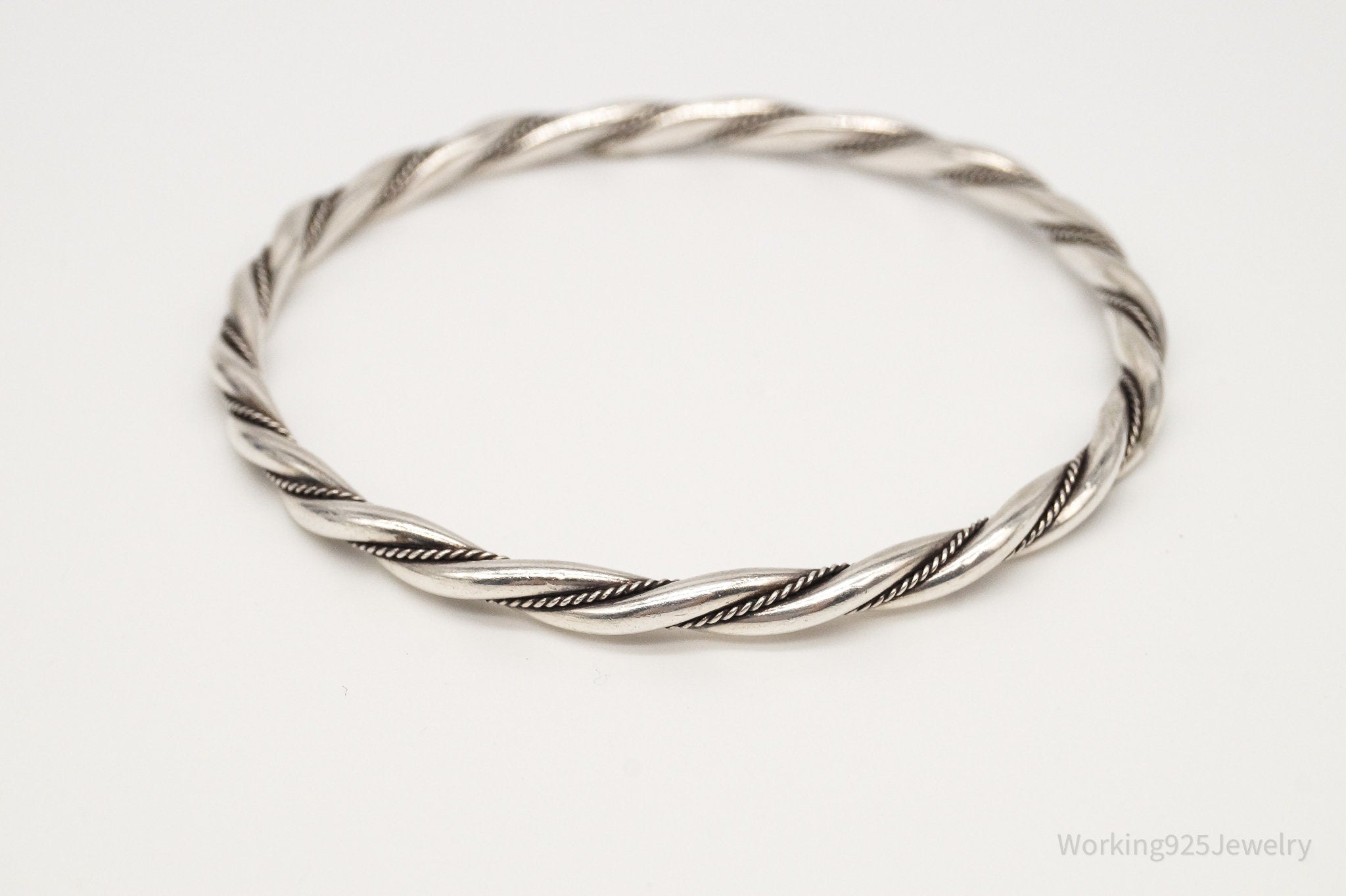 Antique Twist Rope Cable 900 Silver Bangle Bracelet