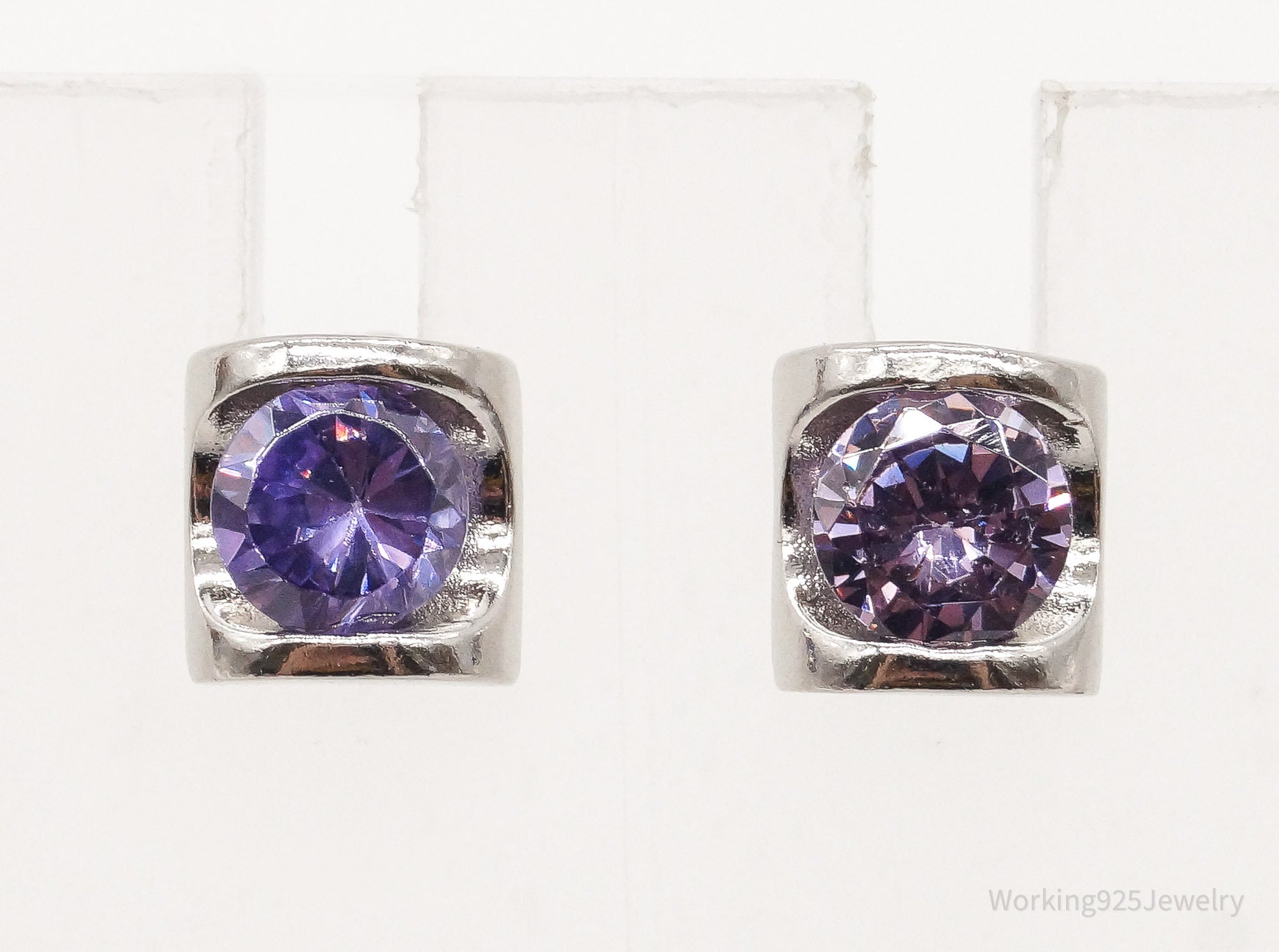 Vintage Amethyst Sterling Silver Earrings