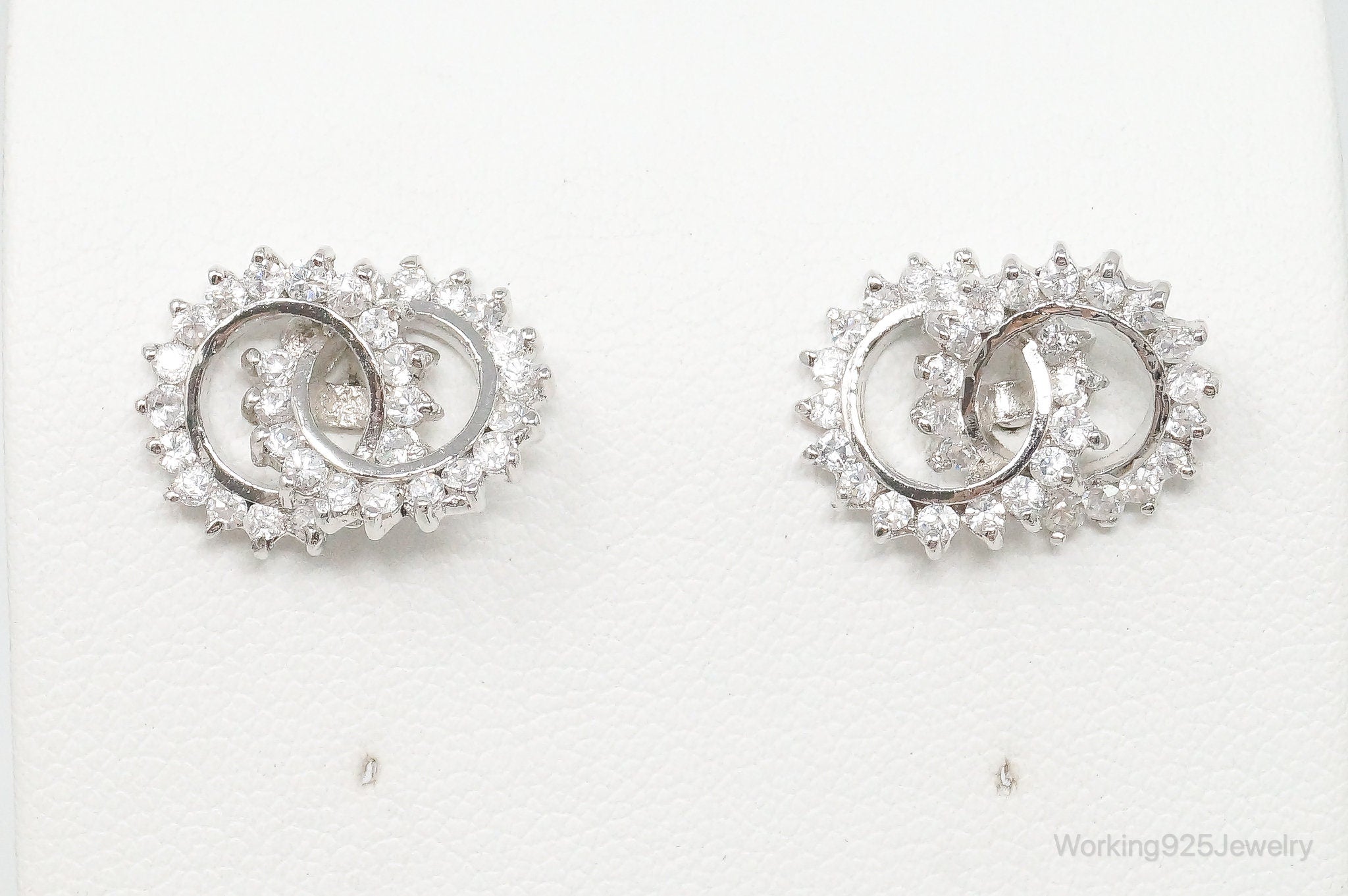 Vintage Cubic Zirconia Sterling Silver Earrings