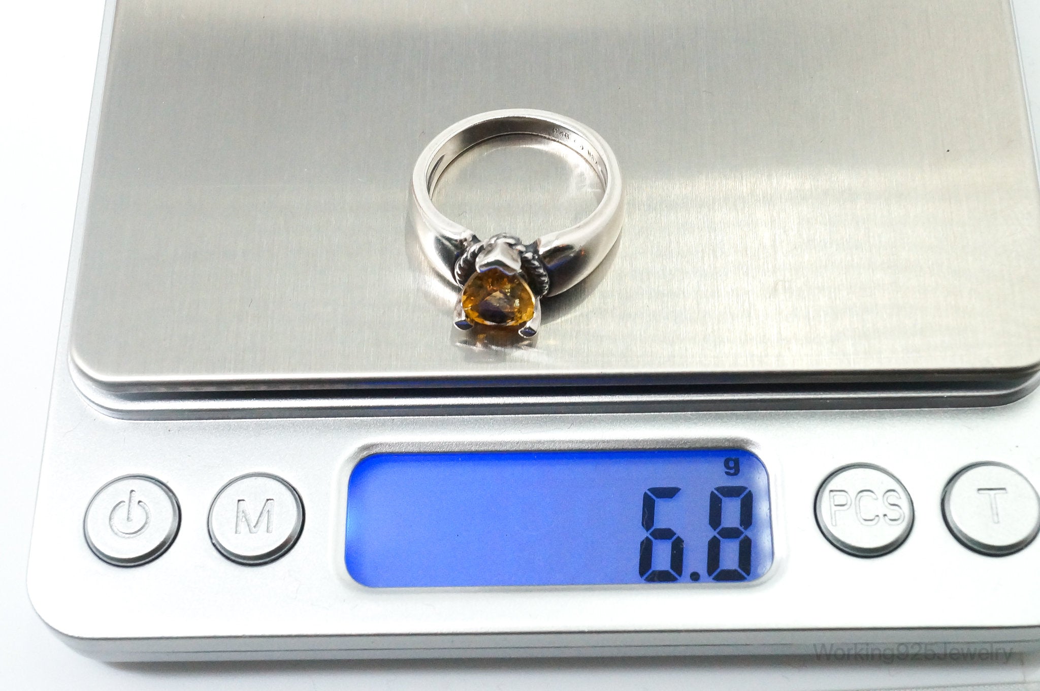 Vintage Designer KABANA Citrine Sterling Silver Ring - Size 7.75