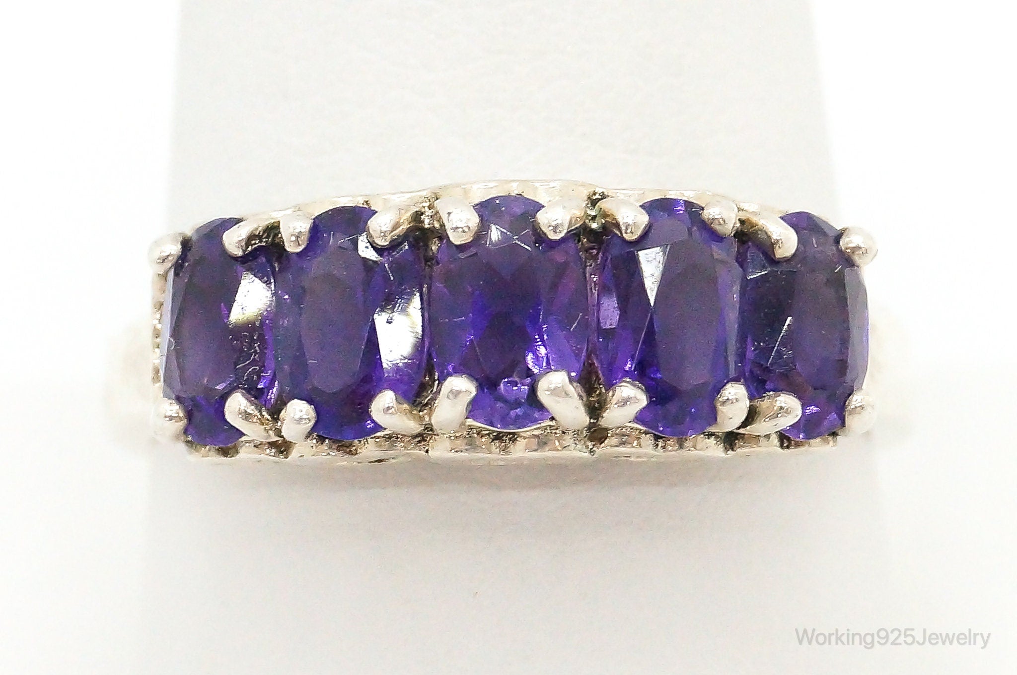 Vintage Designer CNS Amethyst Sterling Silver Ring - Size 9.75