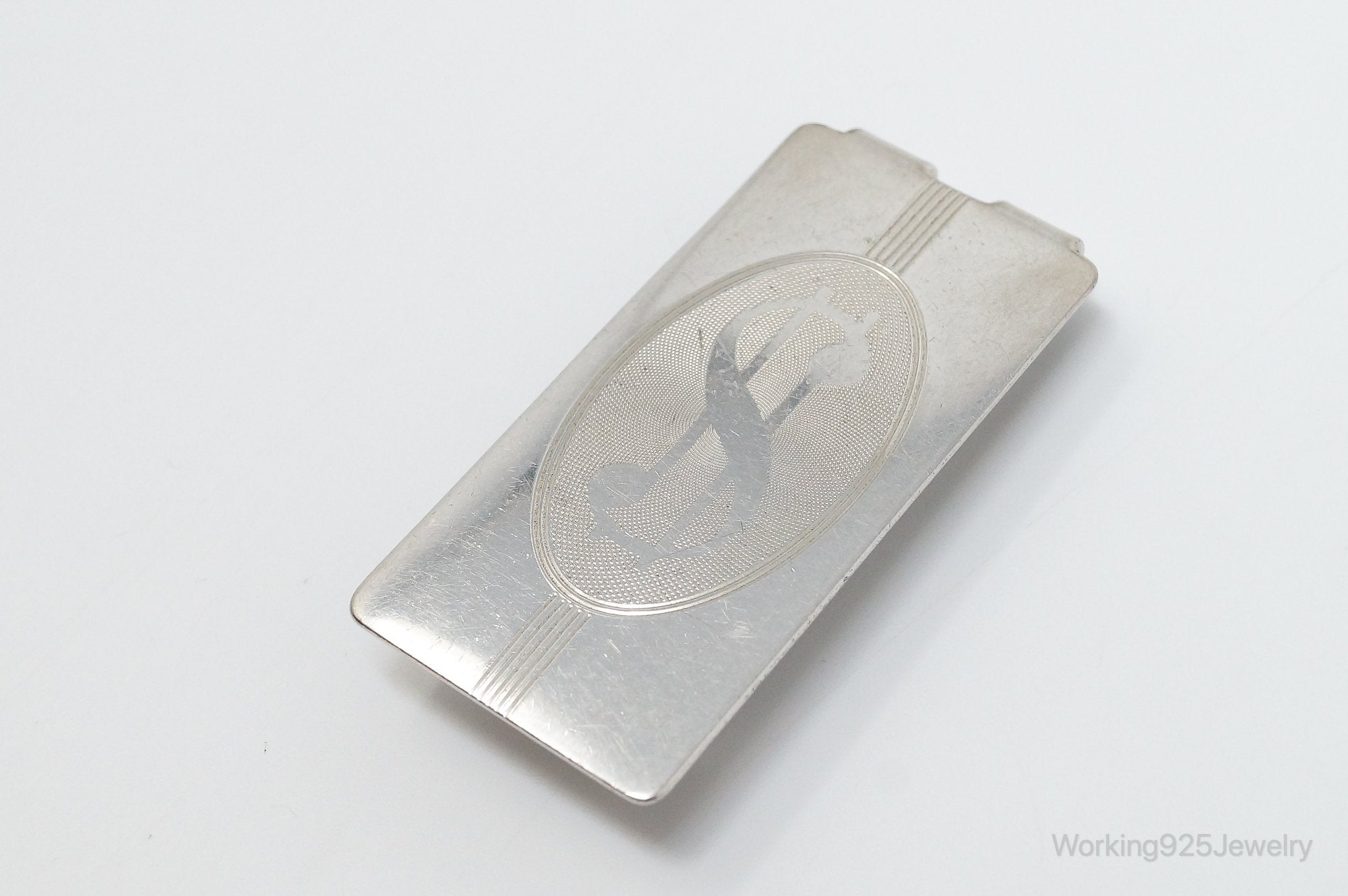 Vintage Designer Anson Dollar Sign Sterling Silver Money Tie Money Clip