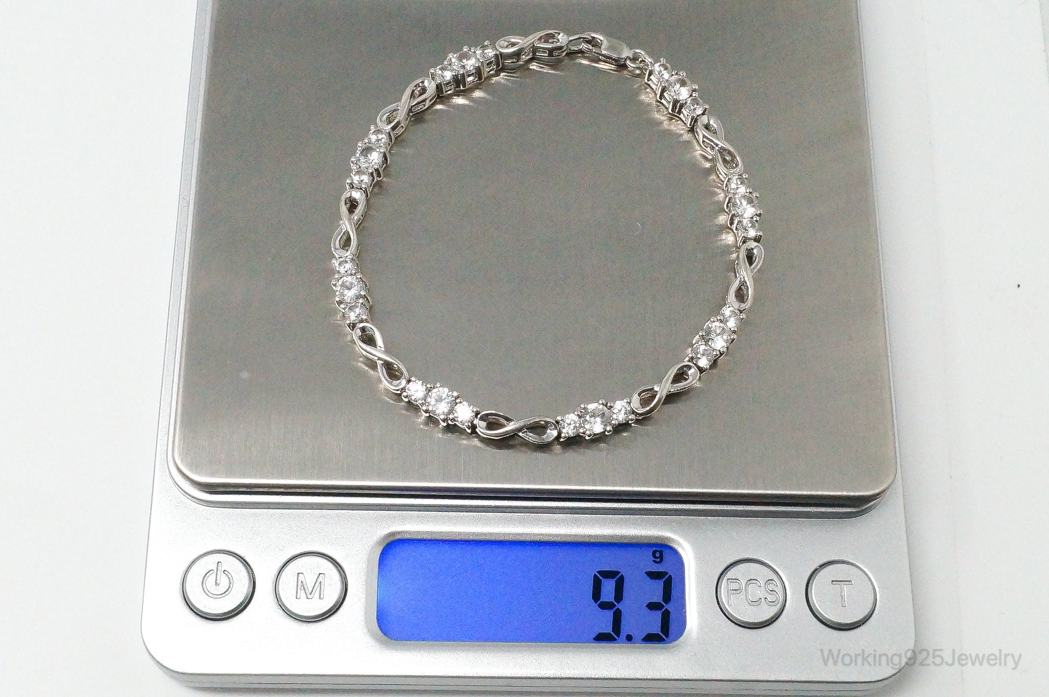 Vintage Designer Cubic Zirconia Sterling Silver Bracelet