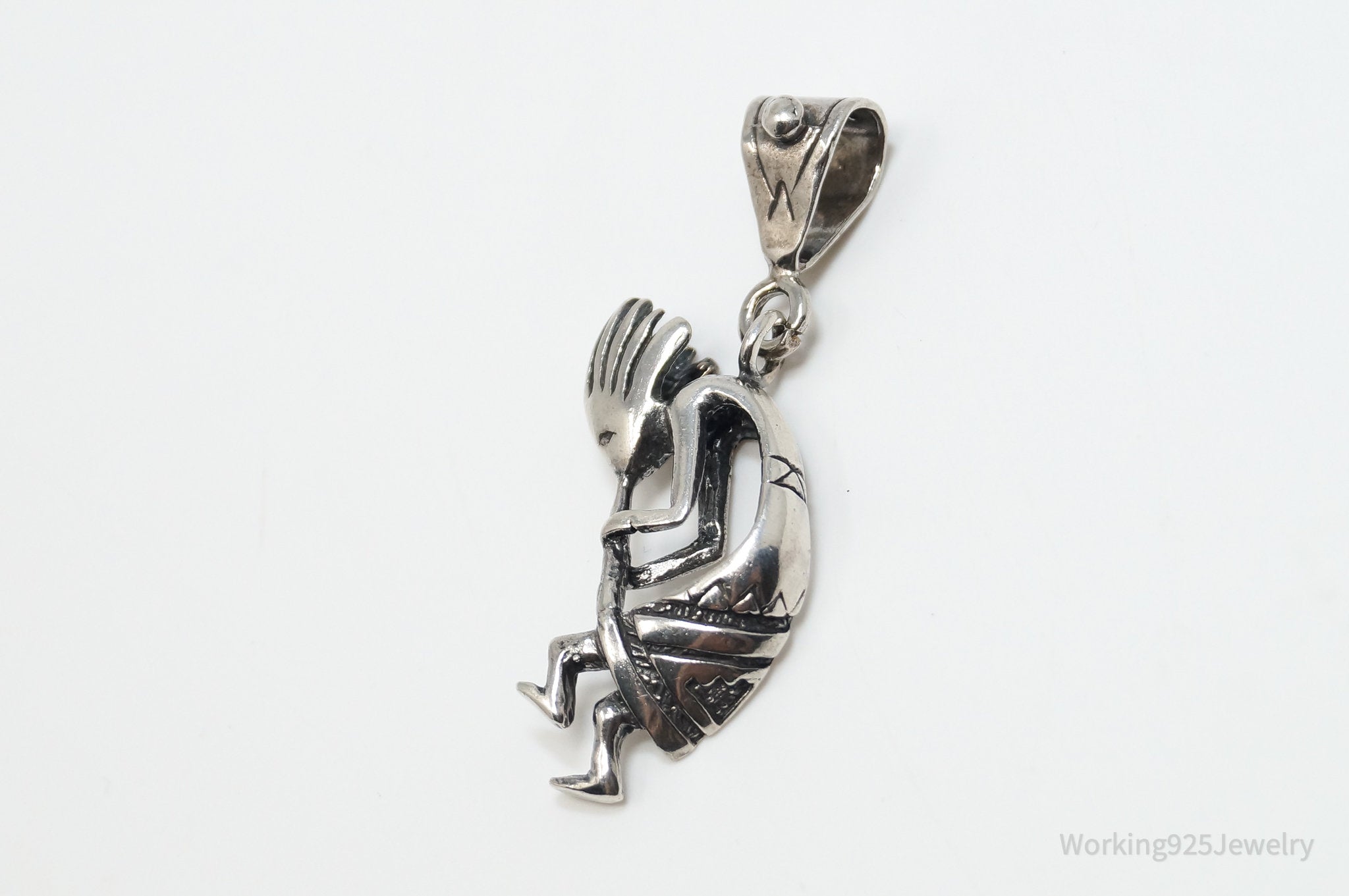 Large Vintage Native American Dancing Kokopelli Sterling Silver Pendant