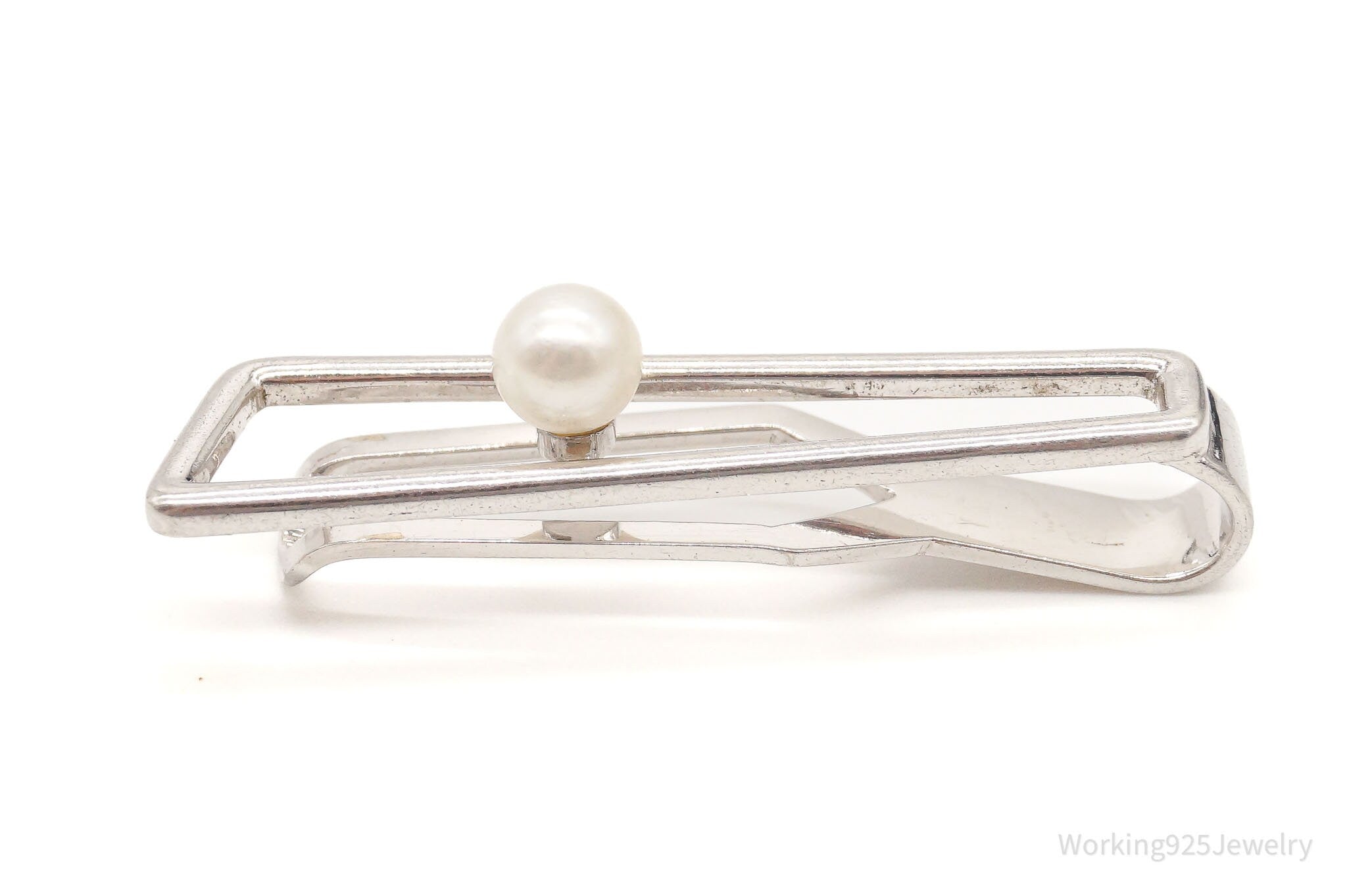 Rare Vintage Authentic Designer Mikimoto Pearl Silver Clip