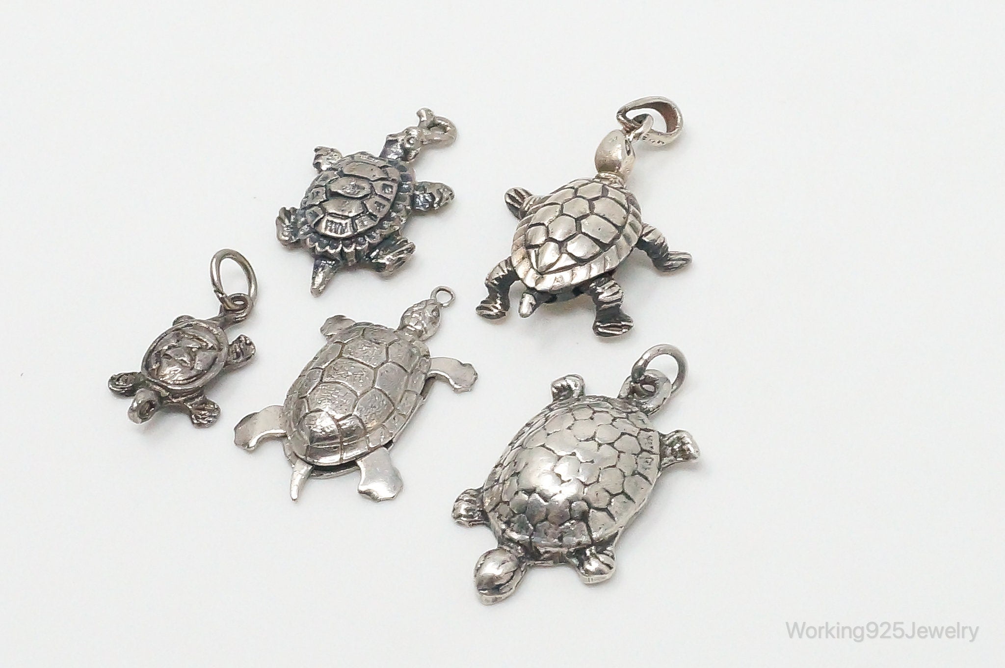 Vintage Antique Ocean Sea Turtles Sterling Silver Charms Lot