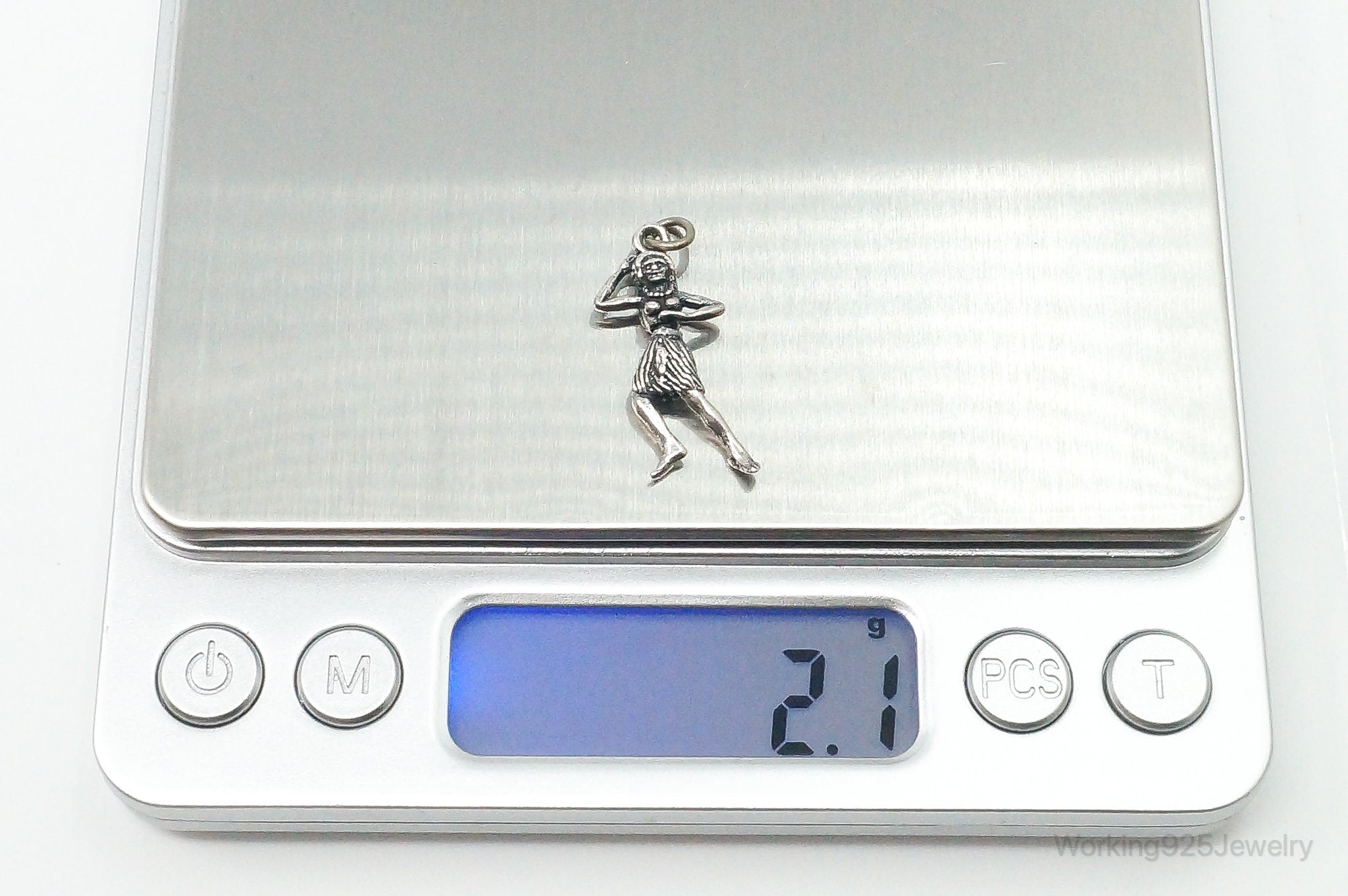 Rare Vintage Hula Dancing Woman Moving Sterling Silver Charm