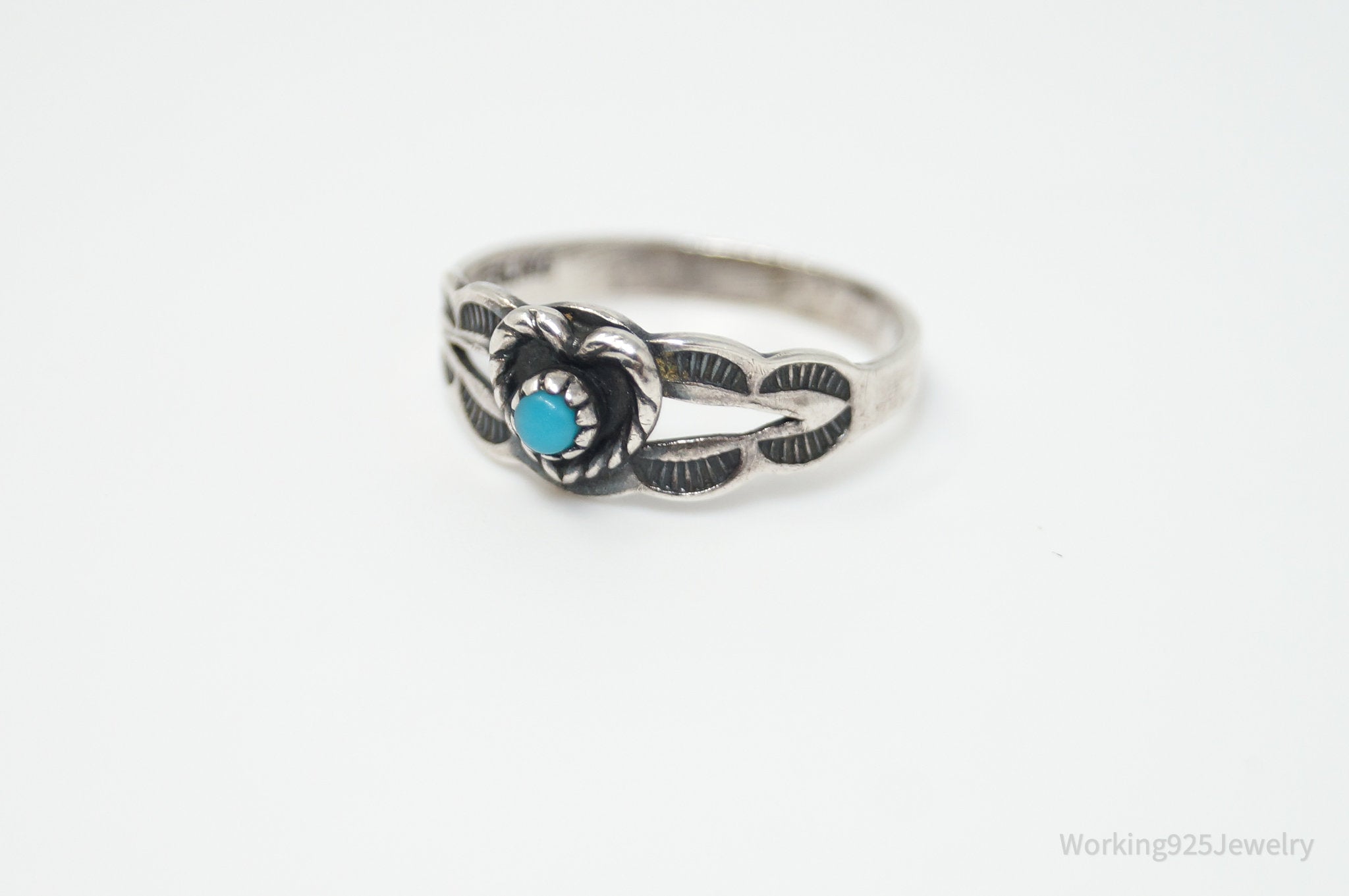 Vintage Bell Trading Post Turquoise Heart Sterling Silver Ring - Size 3.25