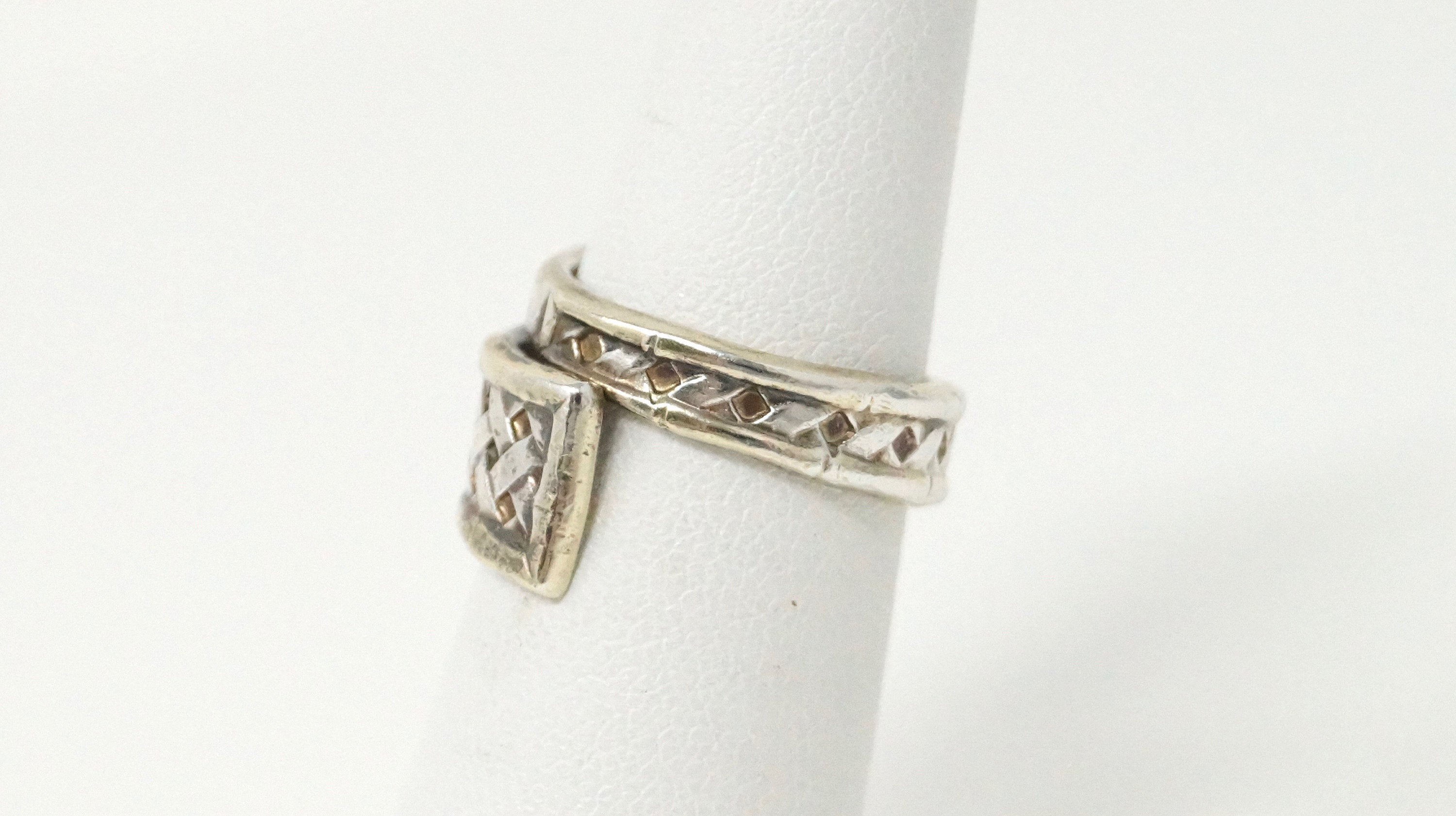 Vintage Basket Weave International Sterling Silver Wrap Ring - Size 5 -