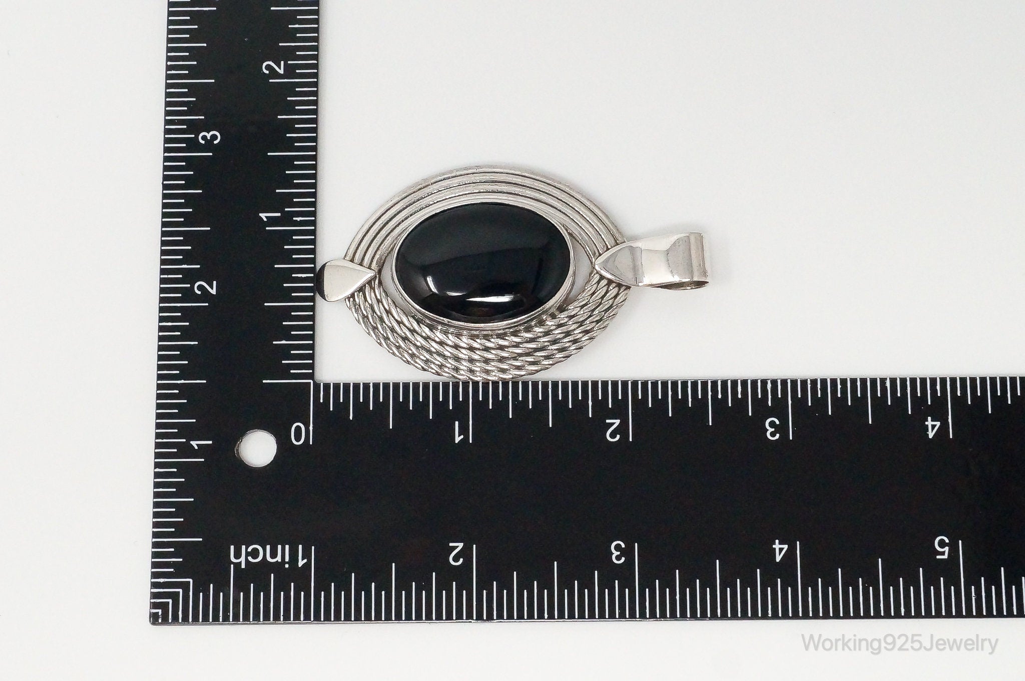 Large Mexico Designer ATI Black Onyx Southwestern Sterling Silver Pendant