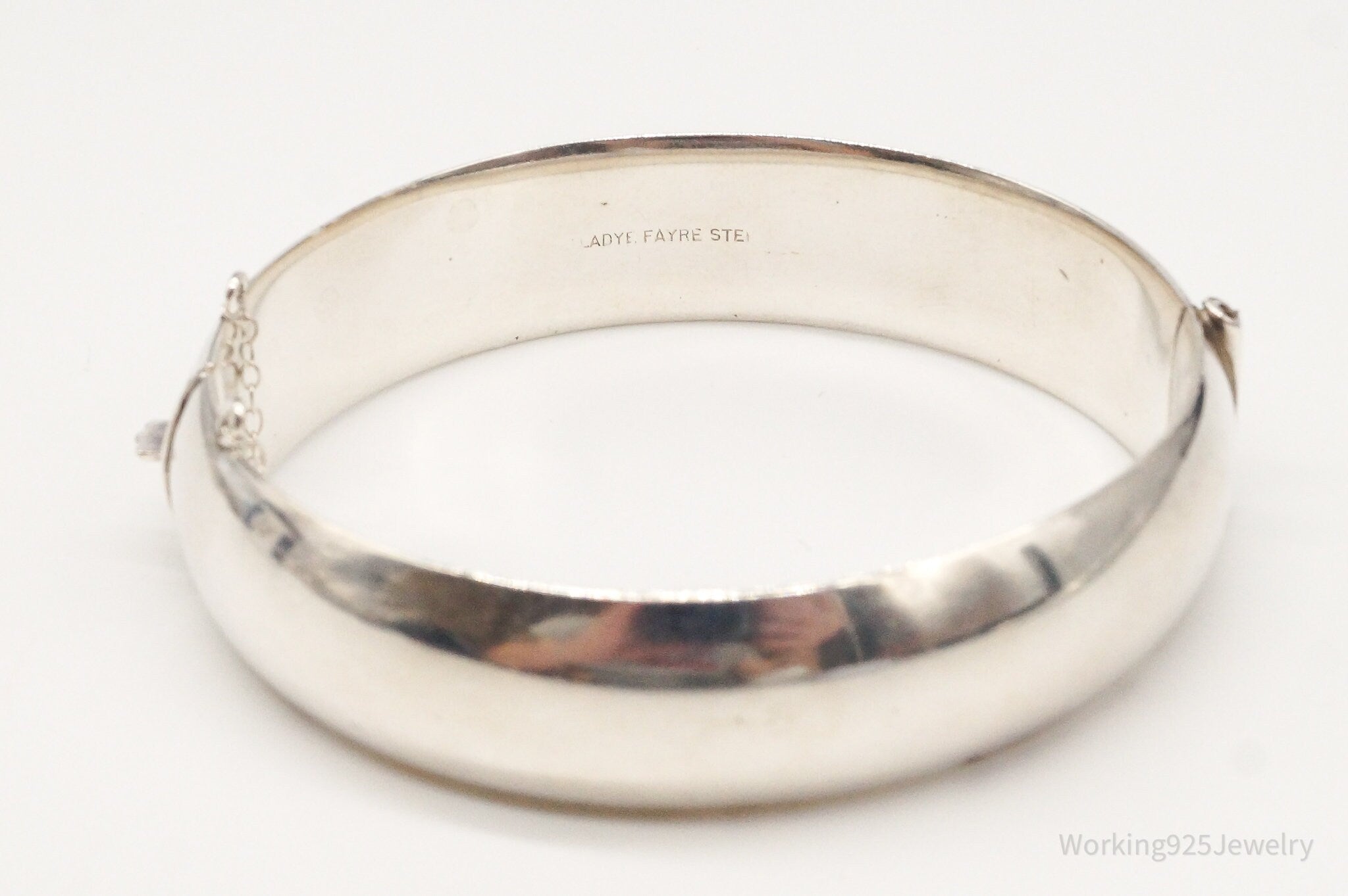 Vintage Ladye Fayre Floral Etched Sterling Silver Bangle Hinged Bracelet