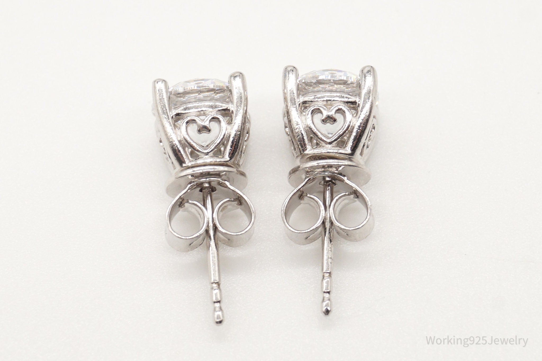 Vintage Cubic Zirconia Sterling Silver Stud Post Earrings