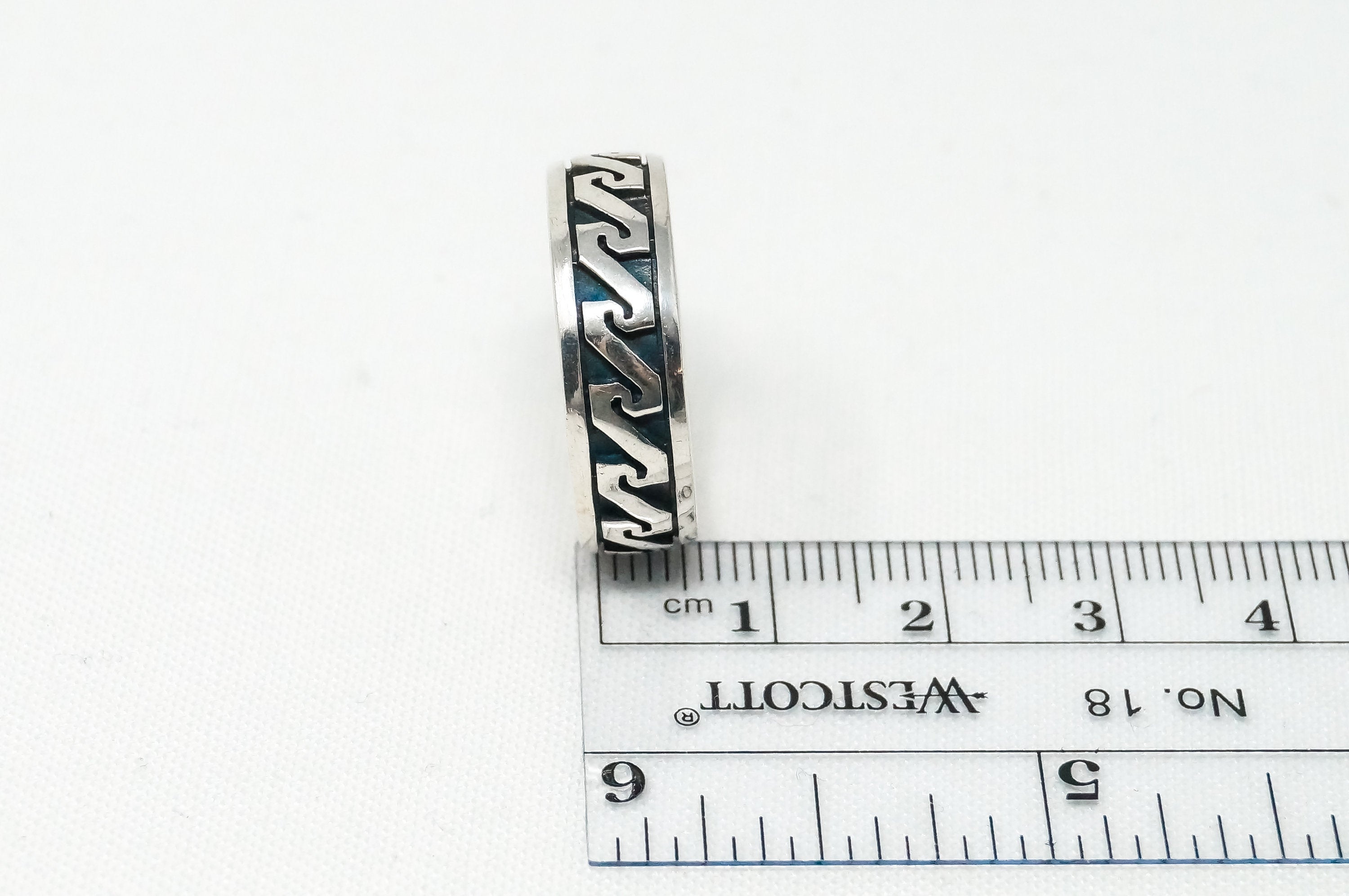 Vintage Designer PSCL Oxidized Design Sterling Silver Band Ring - Sz 10