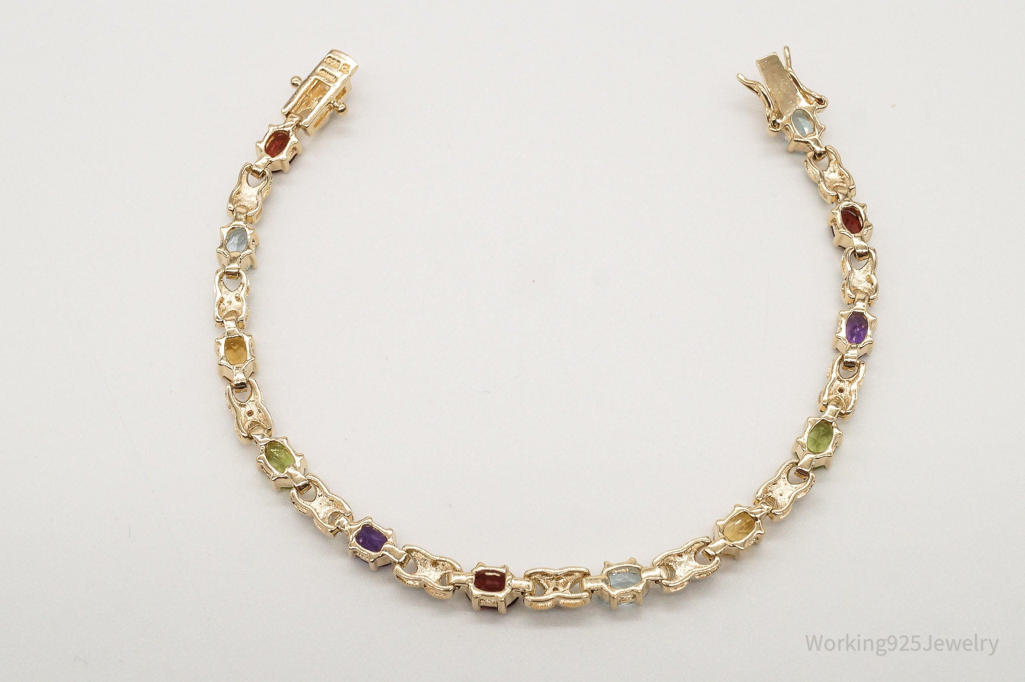 Designer Ross Simons Multi Gemstone 18K Gold Over Sterling Silver Bracelet