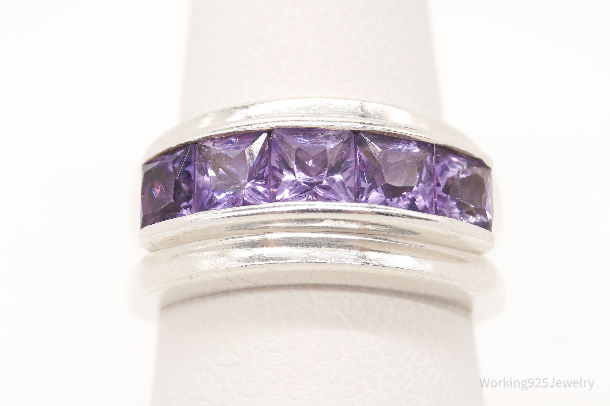 Vintage Amethyst Sterling Silver Ring - Size 5.25