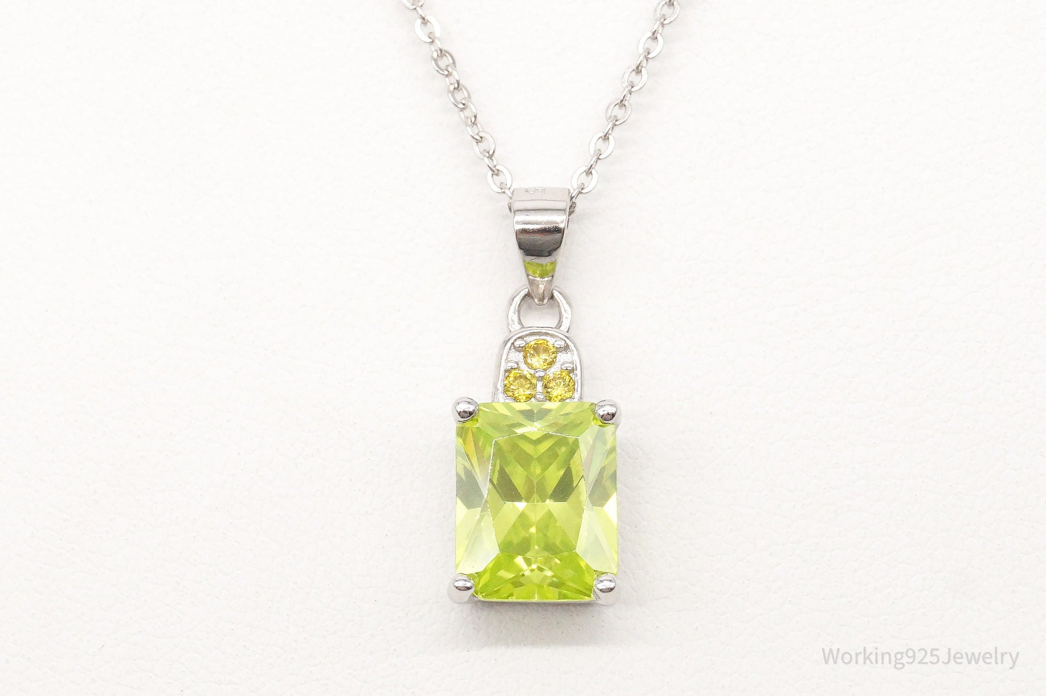 Designer Ryze Lime & Yellow Cubic Zirconia Sterling Silver Necklace