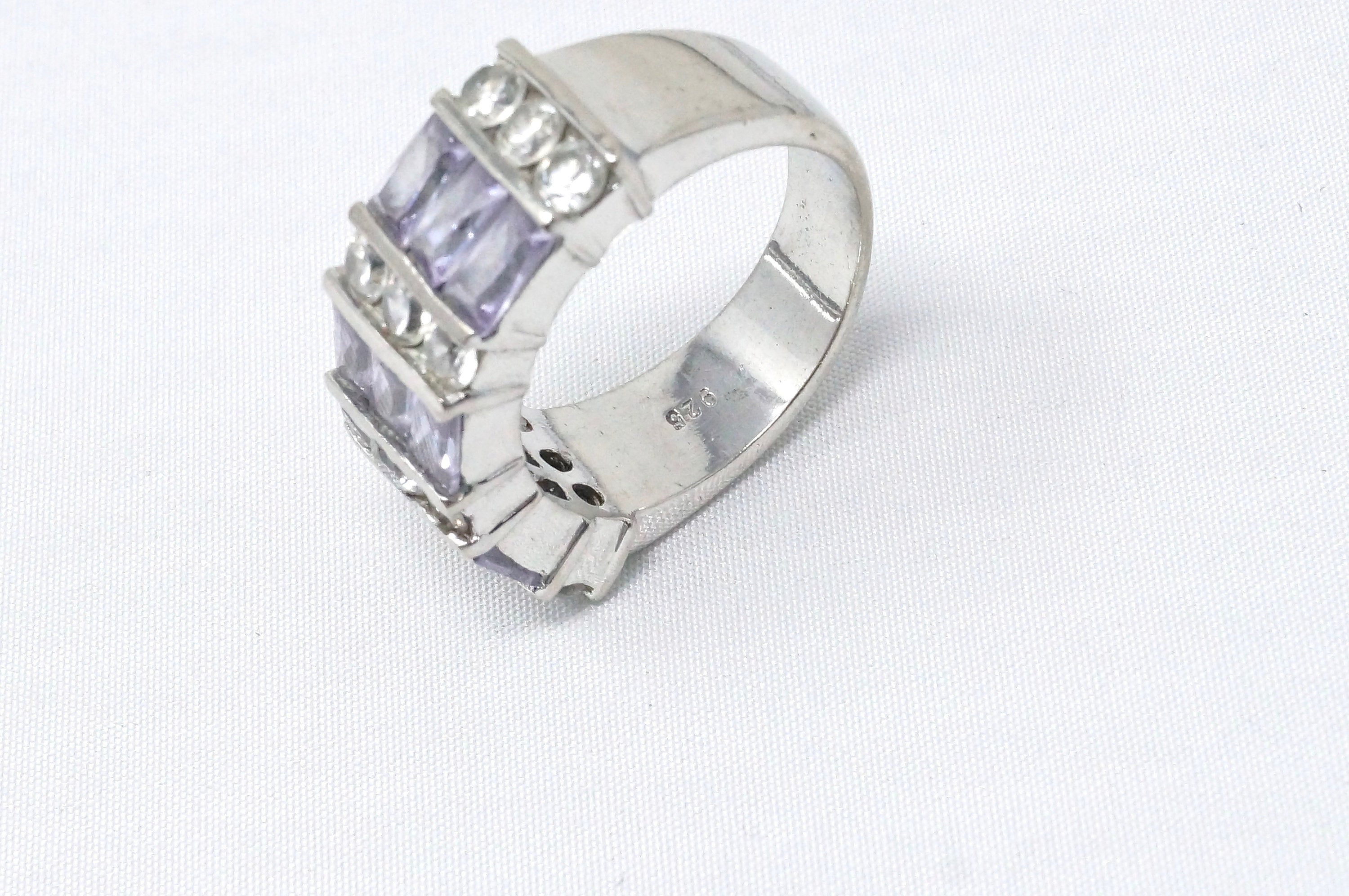 Vintage Amethyst Cz Art Deco Roaring 20's Style Ring Sterling Silver - Size 7