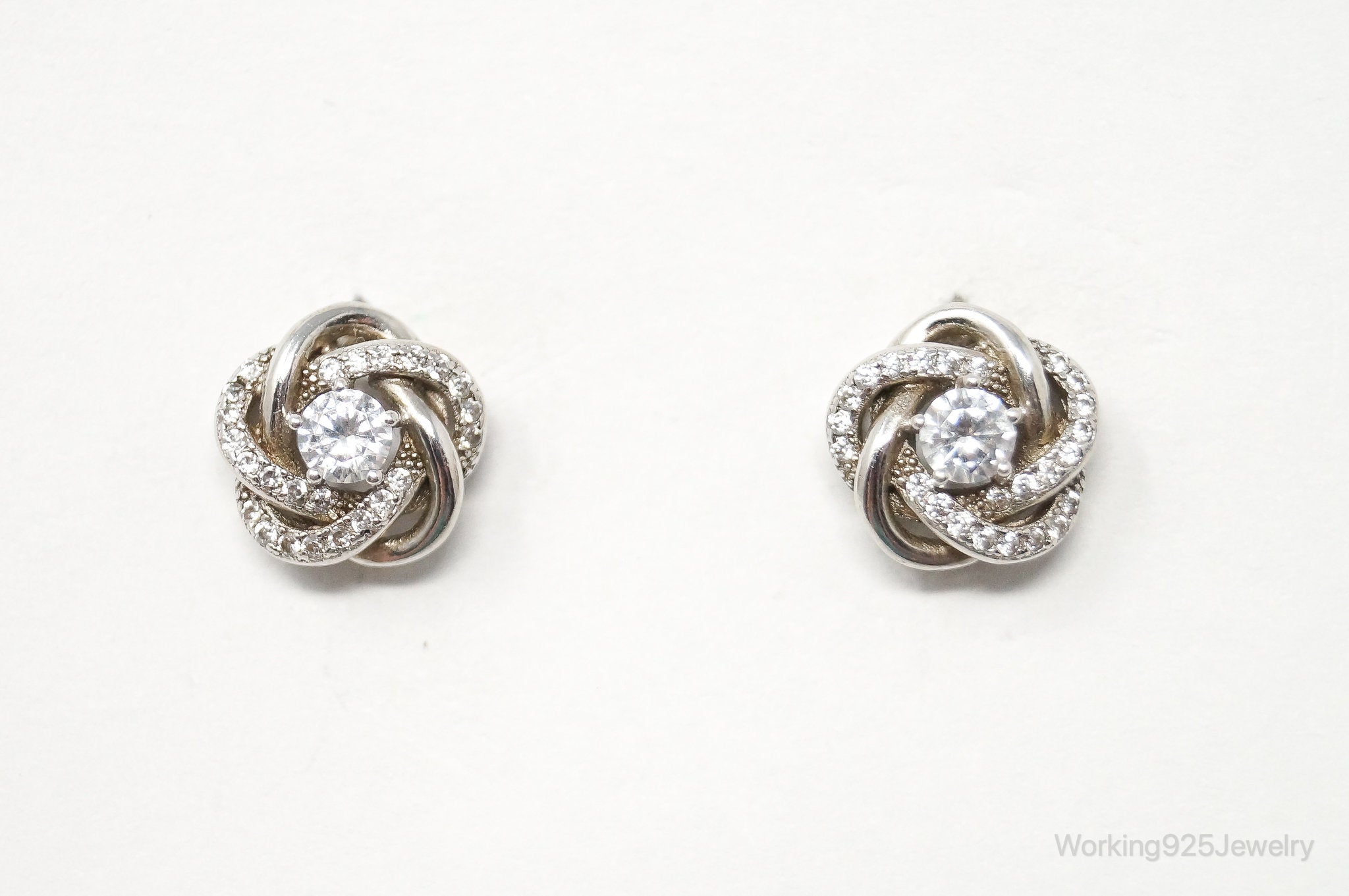 Cubic Zirconia Sterling Silver Stud Post Earrings