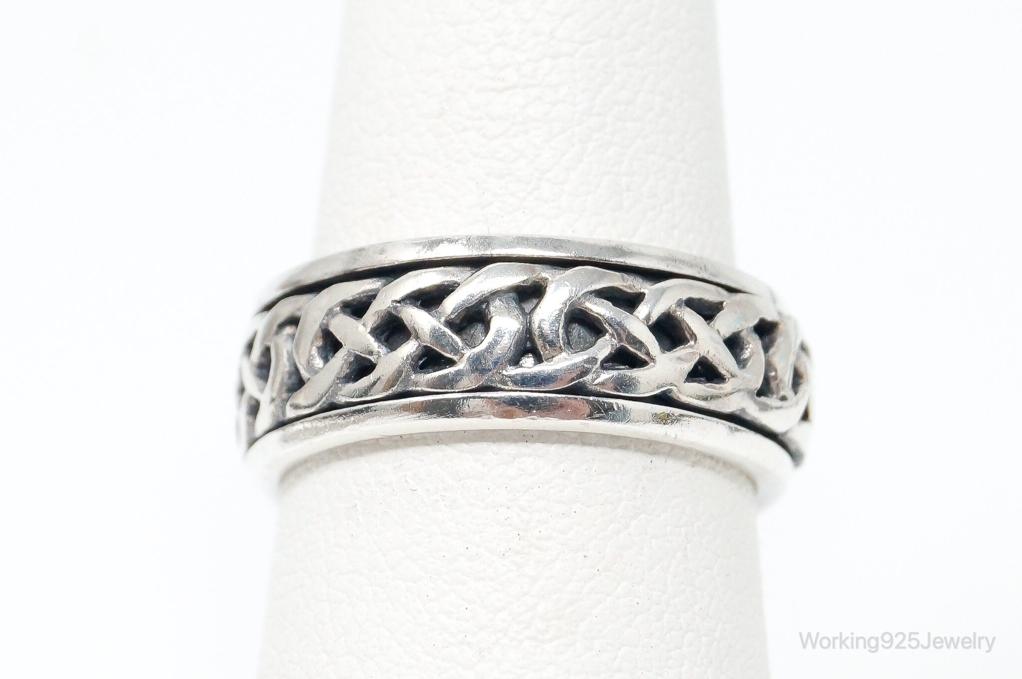 Vintage Designer PSCL Celtic Knot Sterling Silver Spinner Band Ring Size 6.75